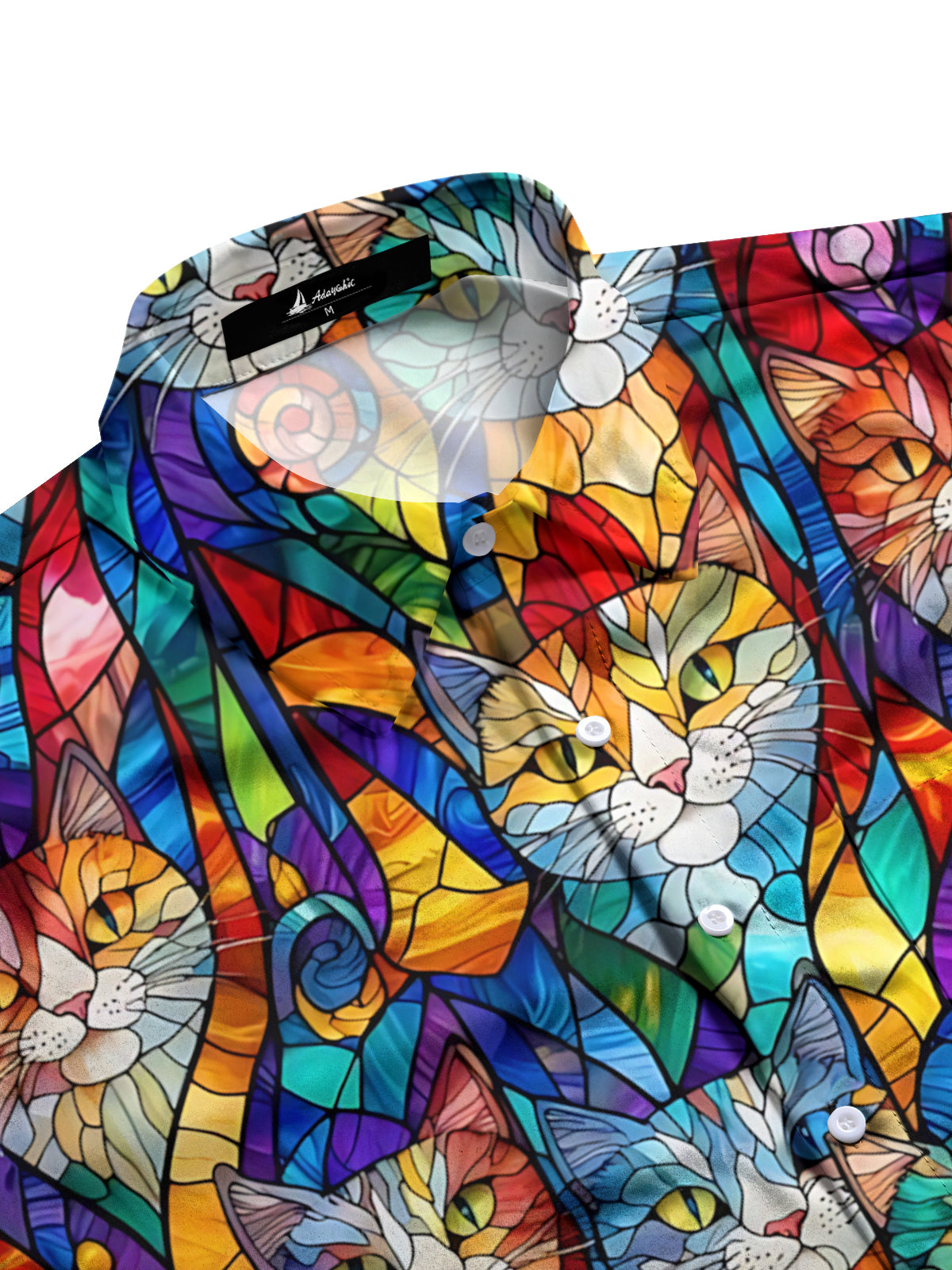 Cat Print Men's Pocket Long Sleeve Shirts