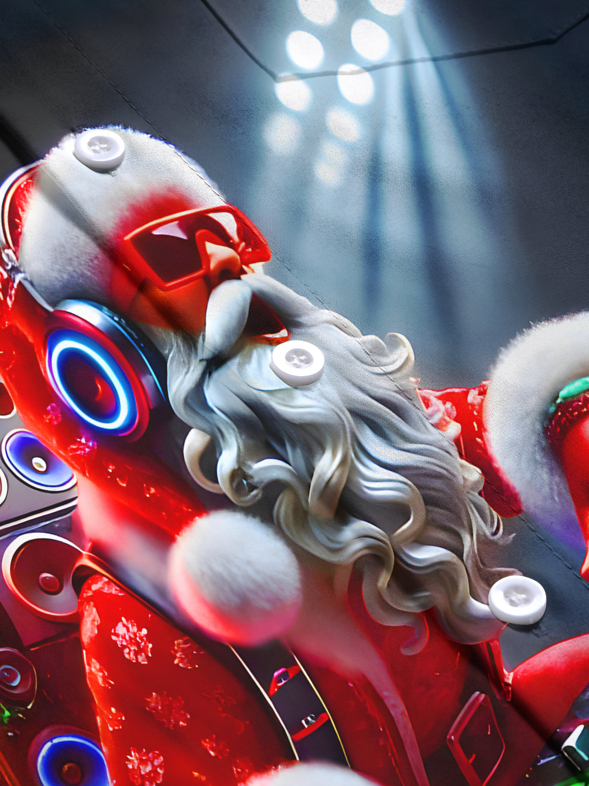 DJ Santa Music Party Xmas Men's Pocket Long Sleeve Shirts