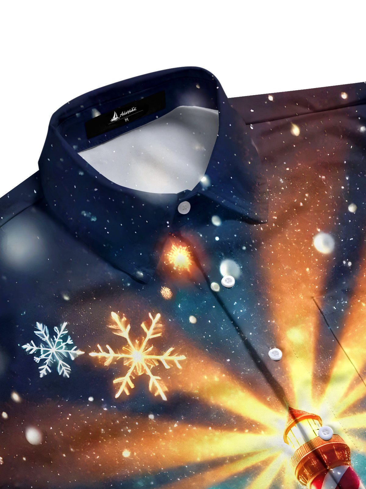 Christmas Lighthouse Men's Pocket Long Sleeve Shirts