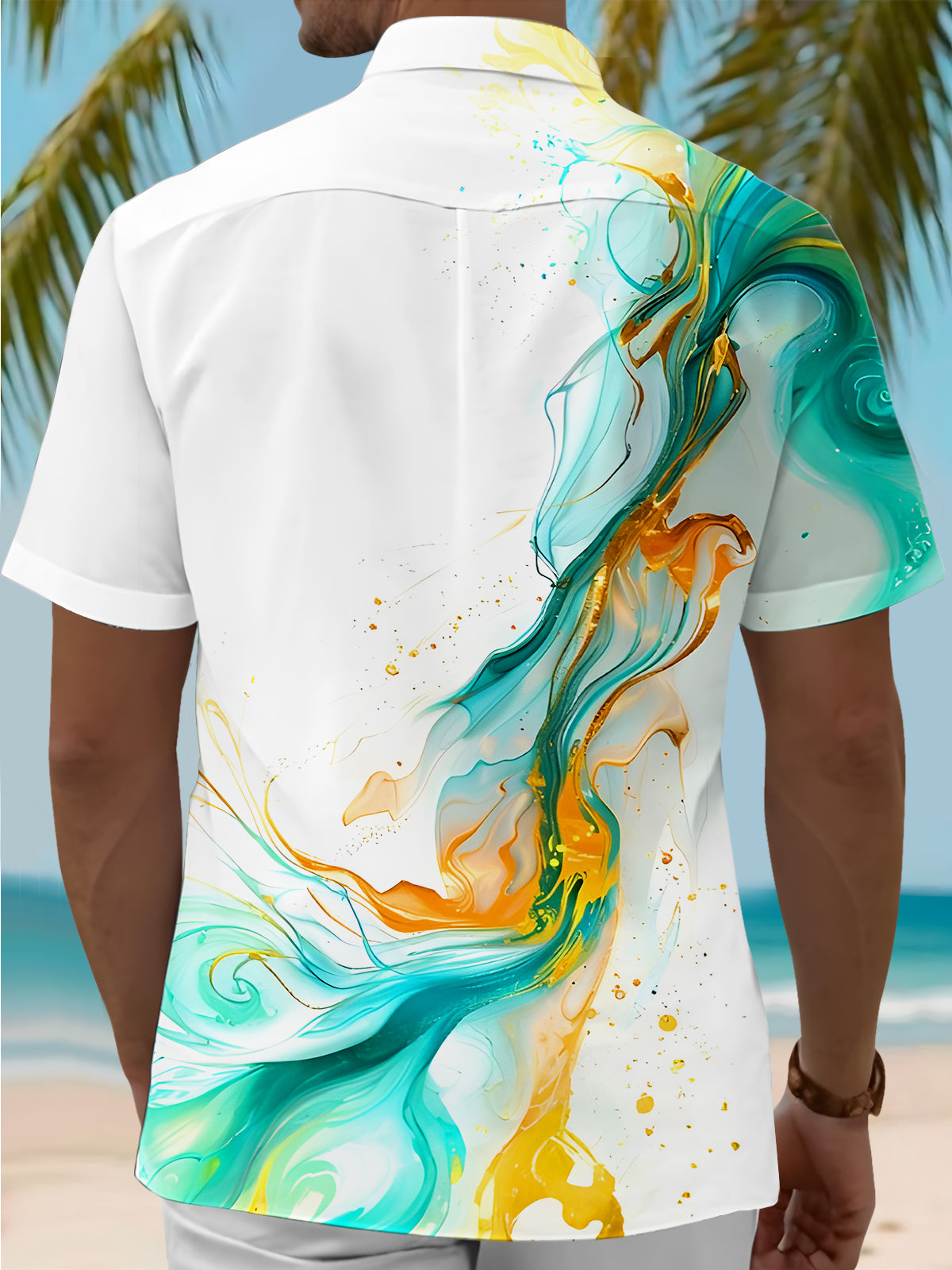 Molten Gold Fluid Art Men's Pocket Short Sleeve Shirts