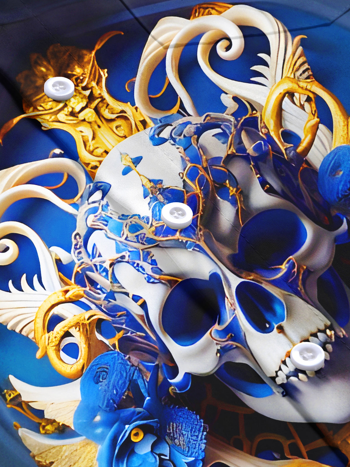 Funny Skull Floral Art Relief Halloween Men's Pocket Short Sleeve Shirts