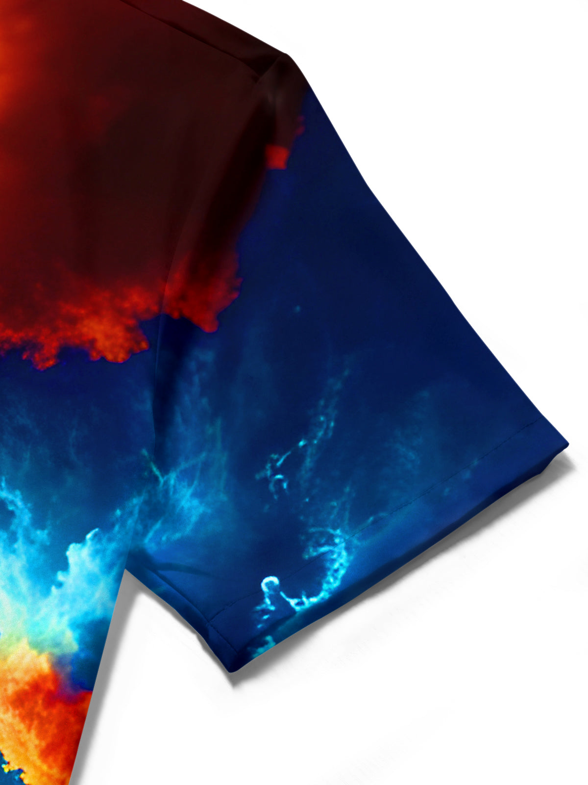 Swirling Clouds Surging Waves Sunset Orange-Red Sand Men's Pocket Short Sleeve Shirts