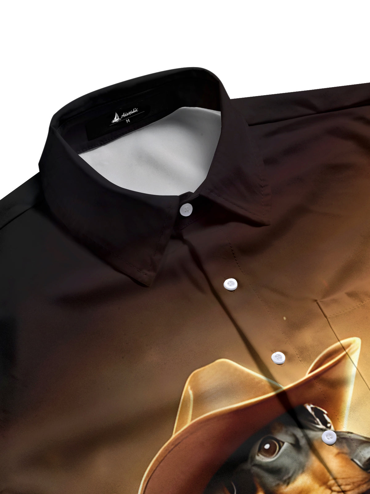 Western Cowboy Dachshund Print Men's Pocket Short Sleeve Shirts