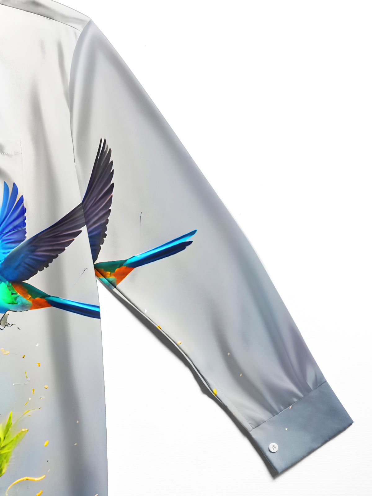 Tie Dye Flowing Rainbow Birds Men's Pocket Long Sleeve Shirts