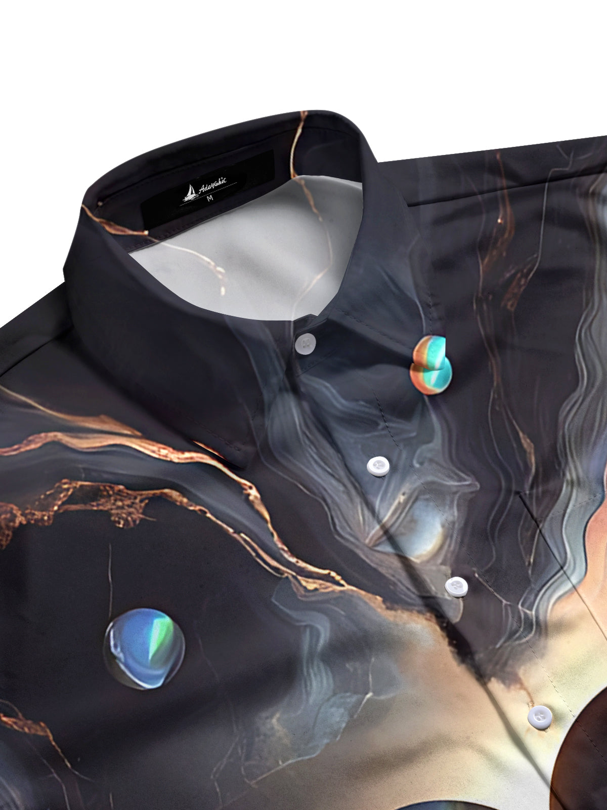 Gradient Heart Print Men's Pocket Short Sleeve Shirts