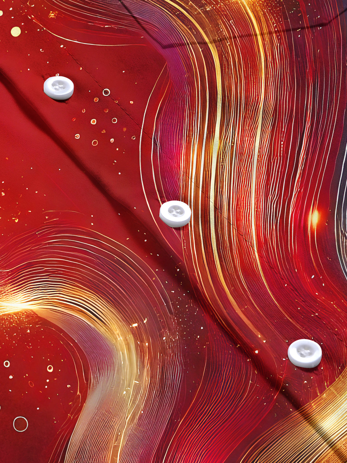 Xmas Red Molten Gold Fluid Art Men's Pocket Long Sleeve Shirts