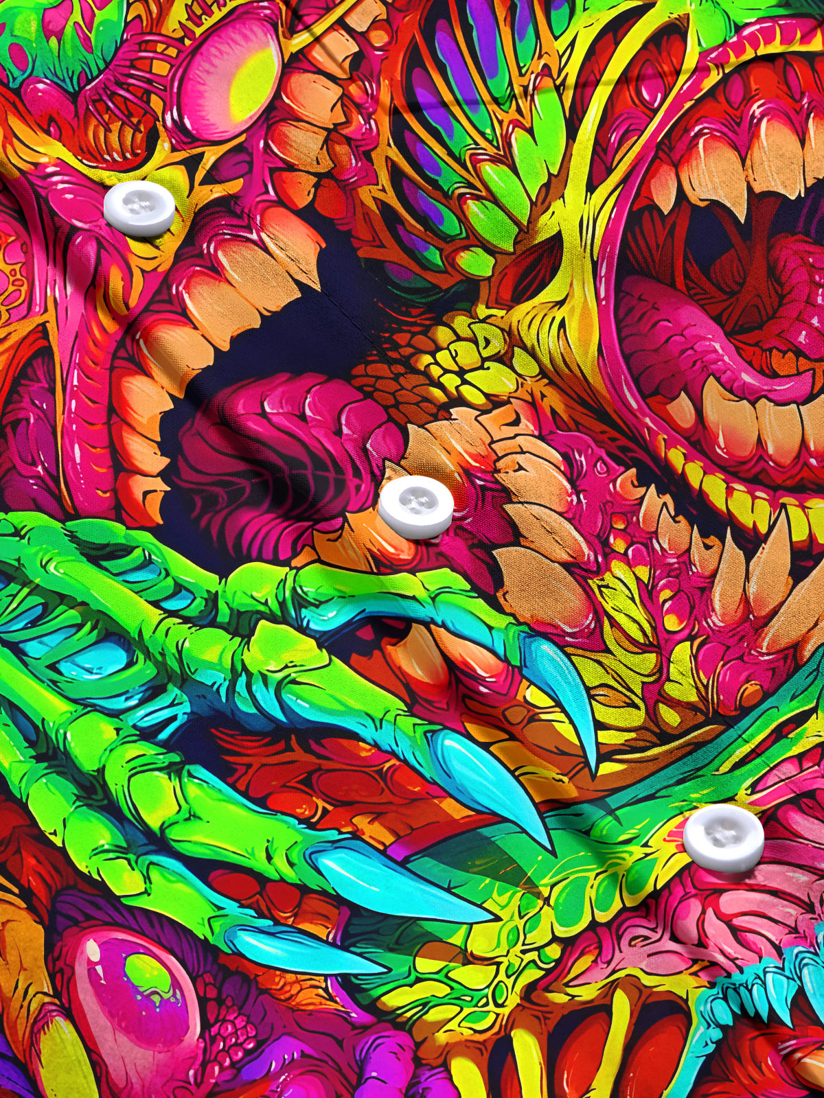 Halloween Fantasy Abstract Monster Eyes Ghost Hands Mouths Men's Pocket Long Sleeve Shirts