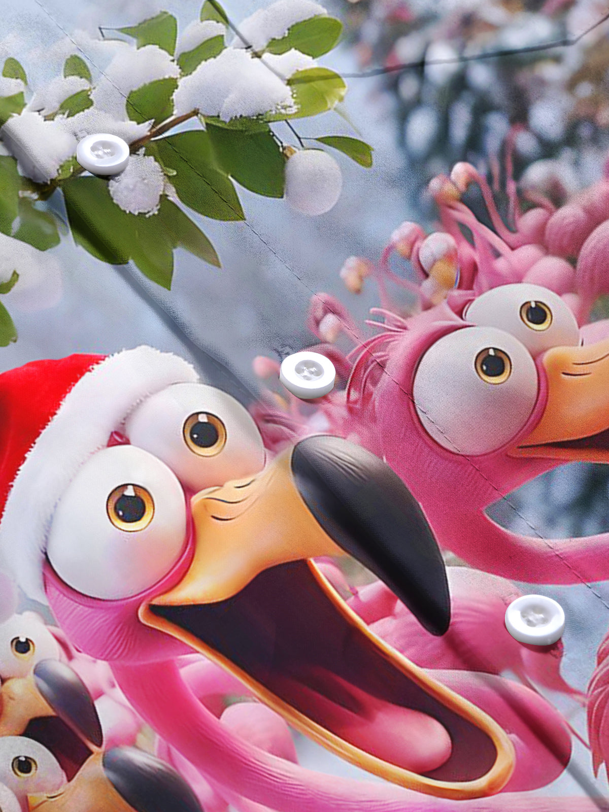 Christmas Flamingo Print Men's Pocket Short Sleeve Shirts