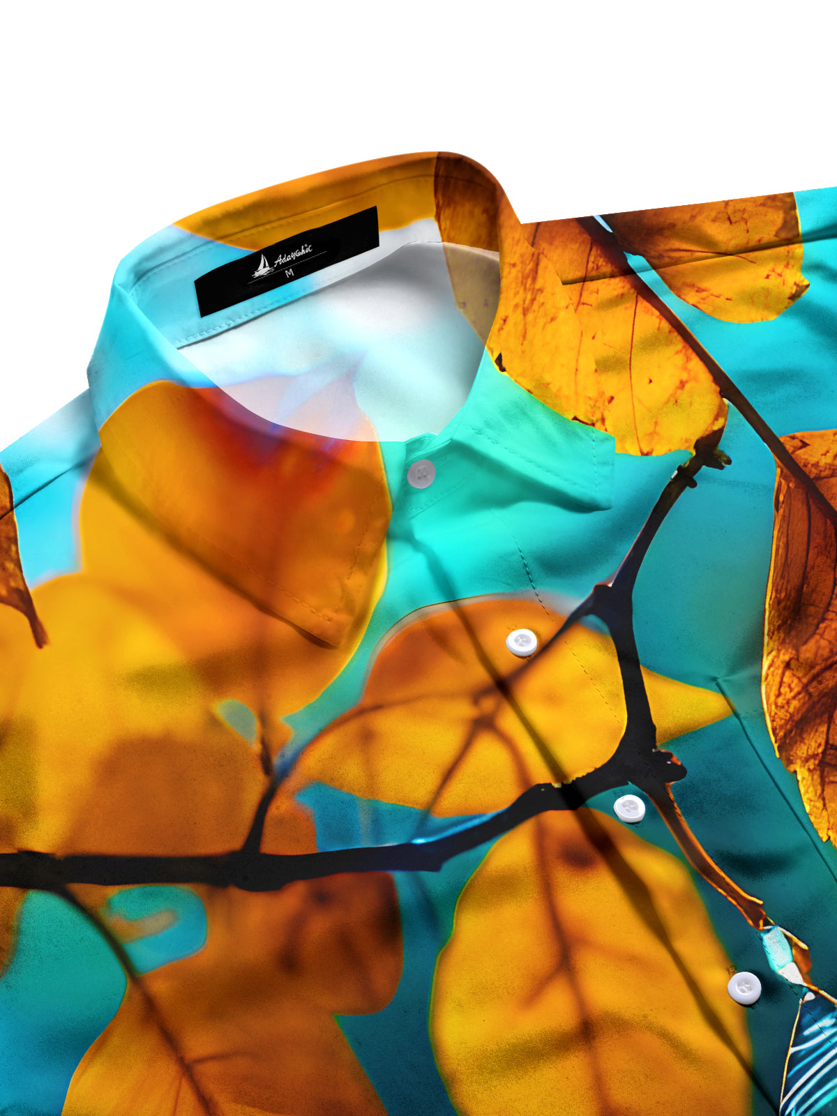 Autumn Leaves Water Drop Boat Men's Pocket Long Sleeve Shirts