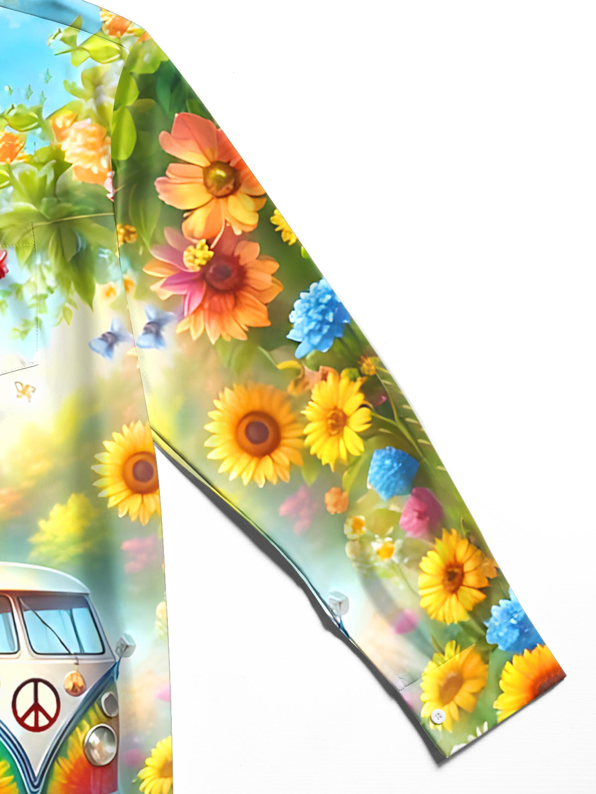 Hippie Gnome Peace Sign Art Print Men's Pocket Long Sleeve Shirts