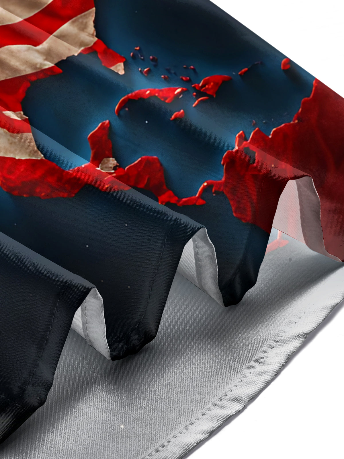 Map of North America American Flag Print Men's Pocket Long Sleeve Shirts