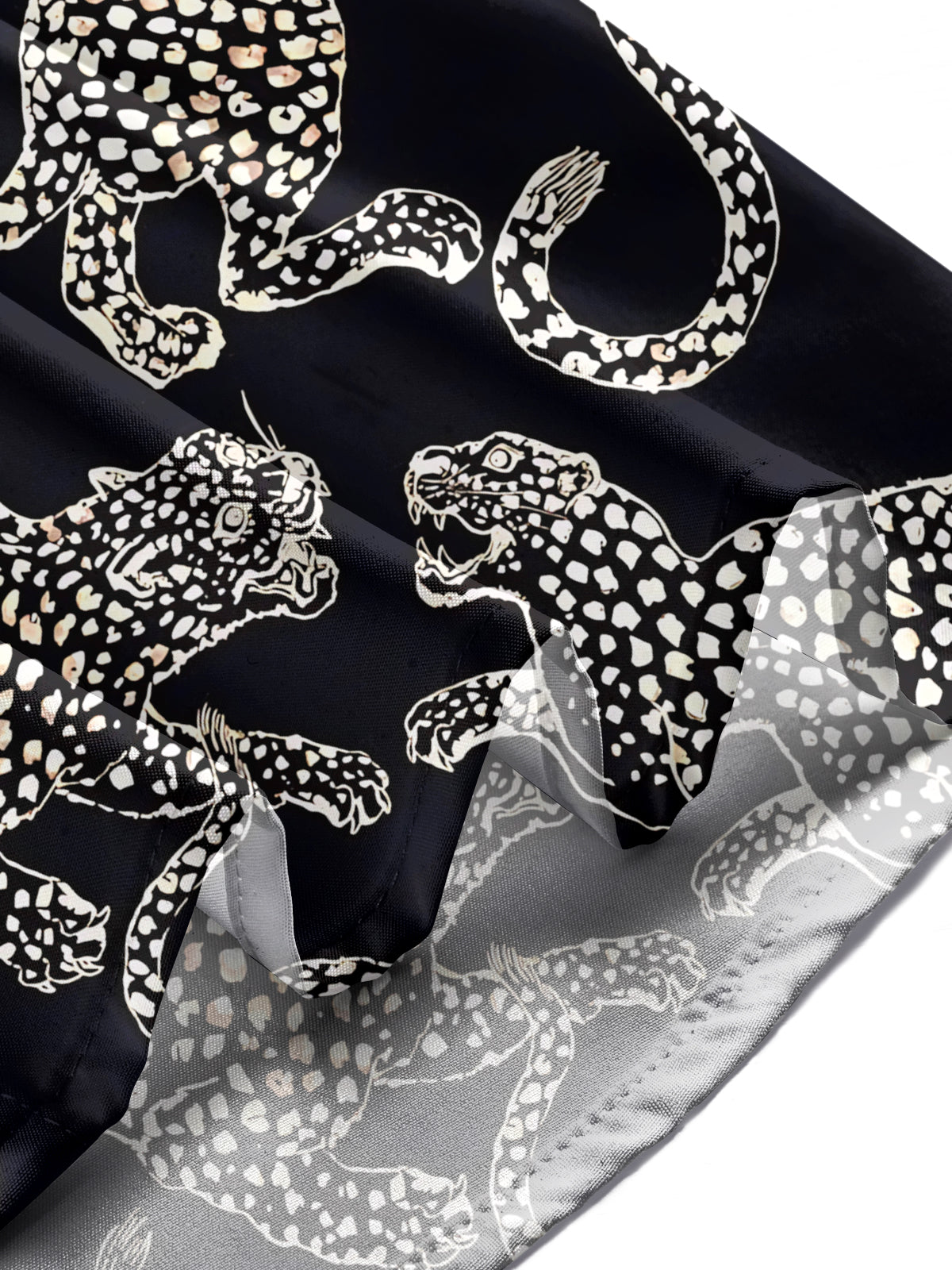 Black White Leopard Print Men's Pocket Short Sleeve Shirts