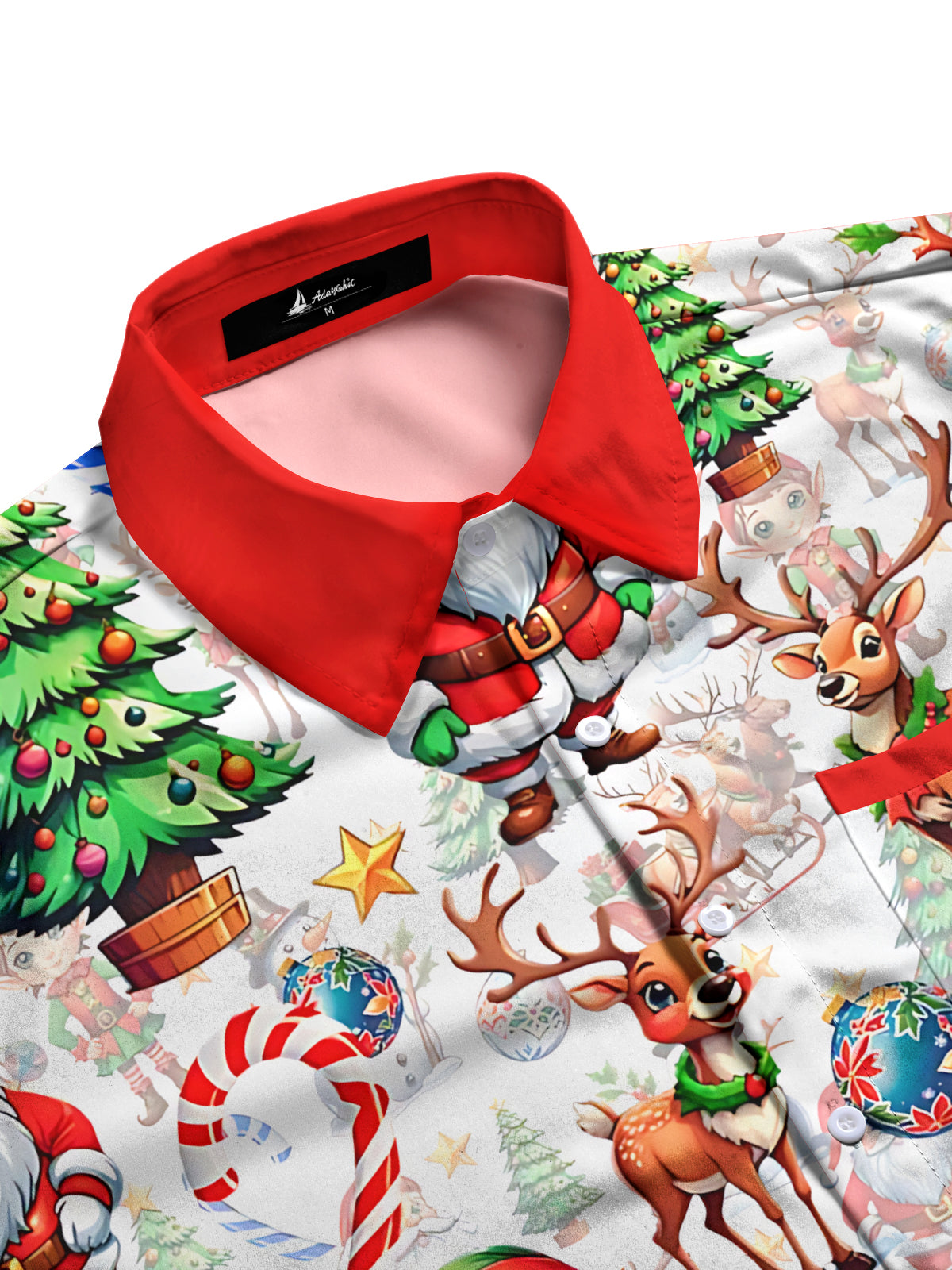 Christmas Print Men's Pocket Long Sleeve Shirts