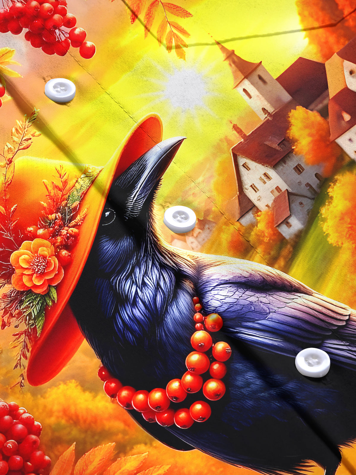 Autumn Bird Crow Men's Pocket Long Sleeve Shirts