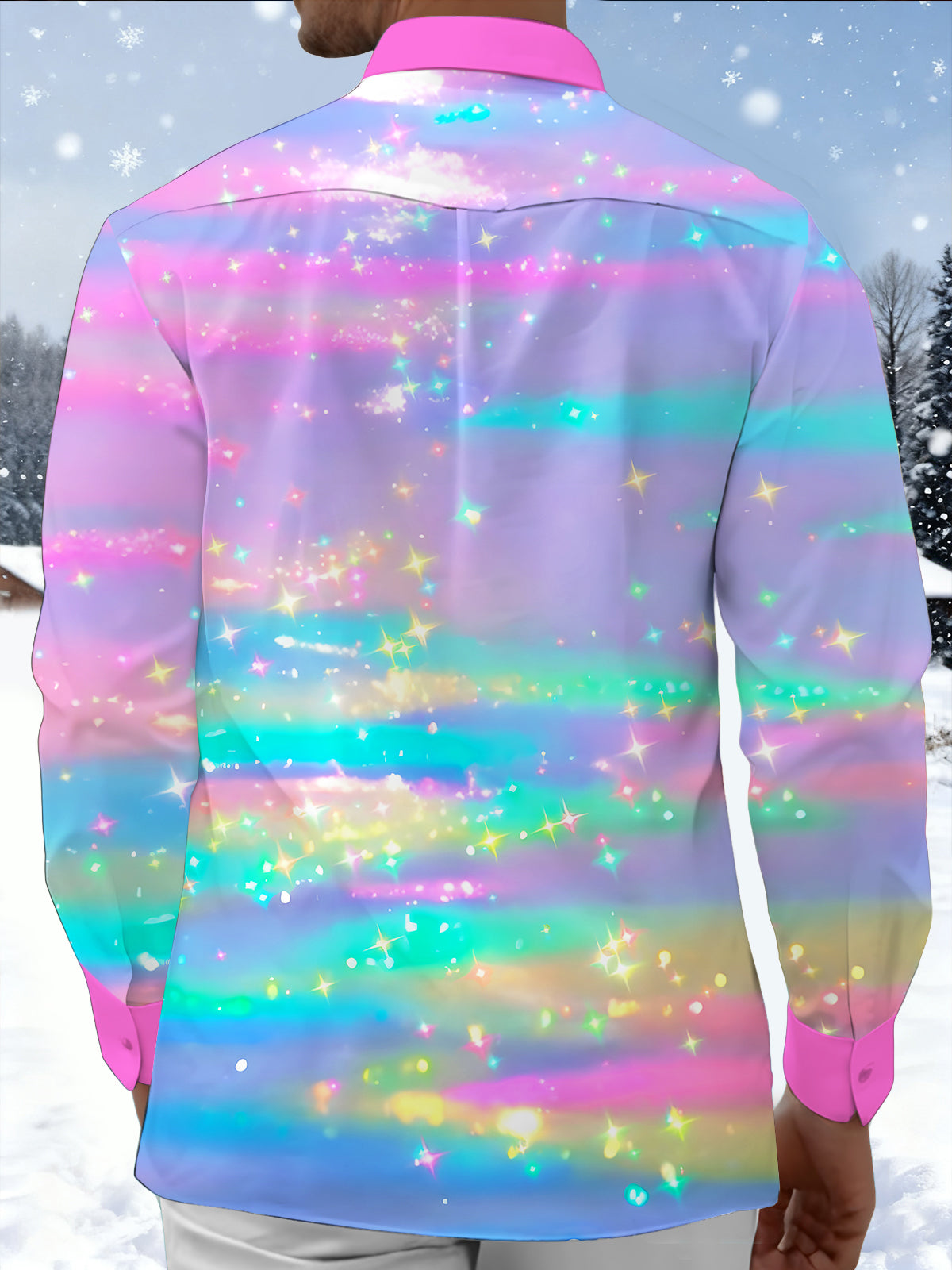 Tie Dye Men's Pocket Long Sleeve Shirts