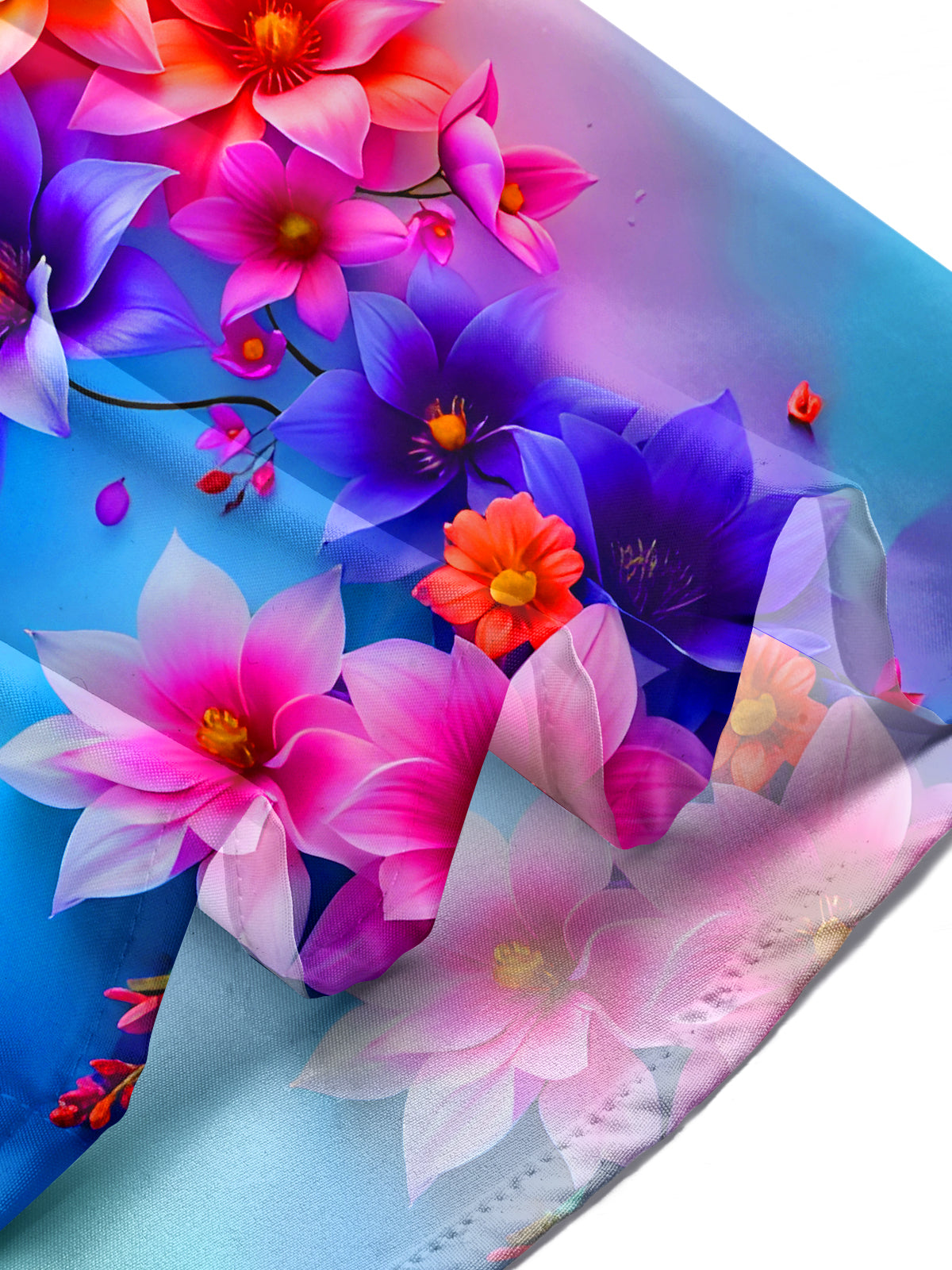 Art Gradient Floral Men's Pocket Long Sleeve Shirts