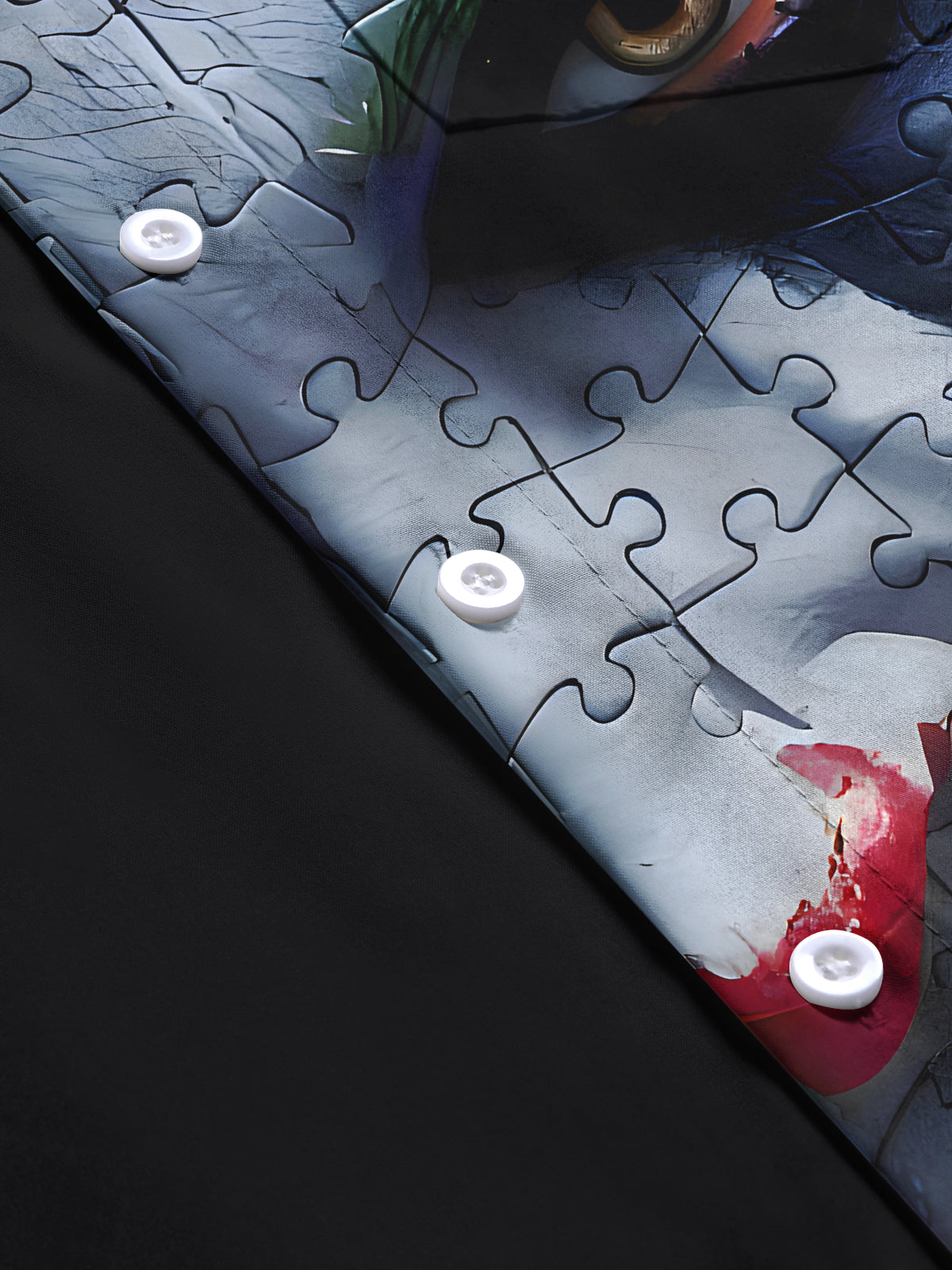 Funny Puzzle Joker Halloween Men's Pocket Short Sleeve Shirts