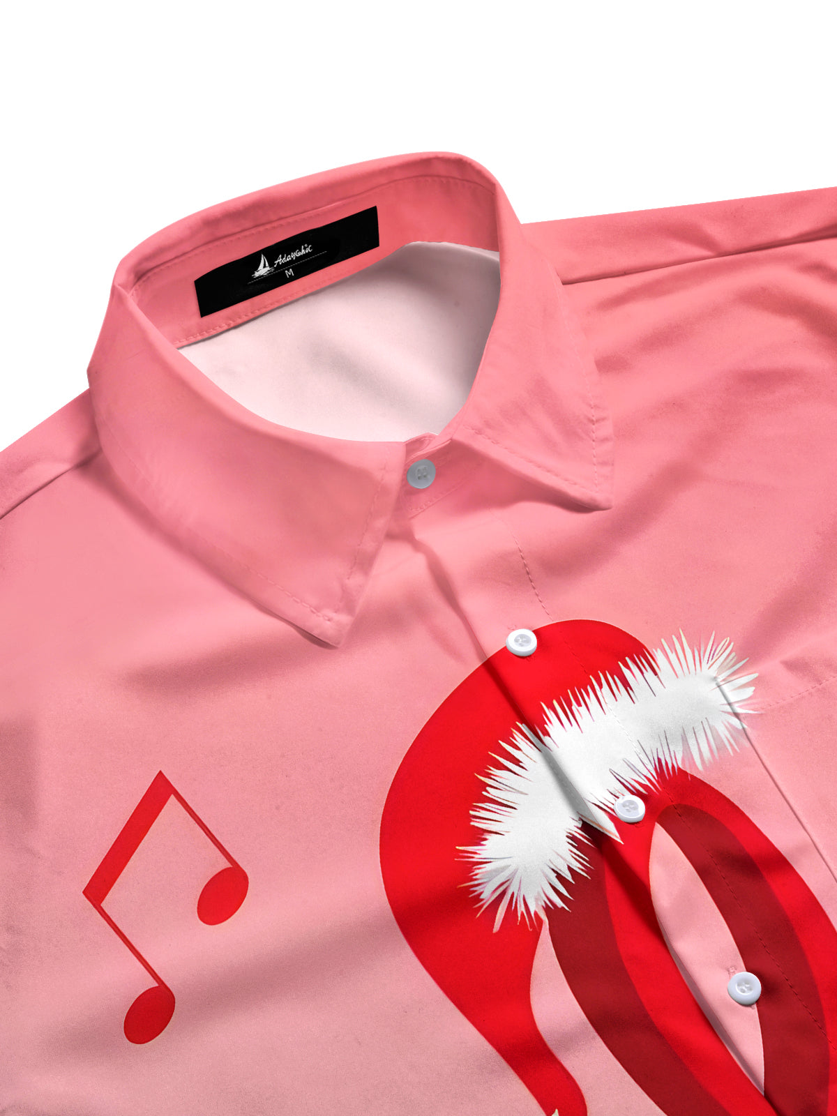 Christmas Hat Musical Note Men's Pocket Long Sleeve Shirts