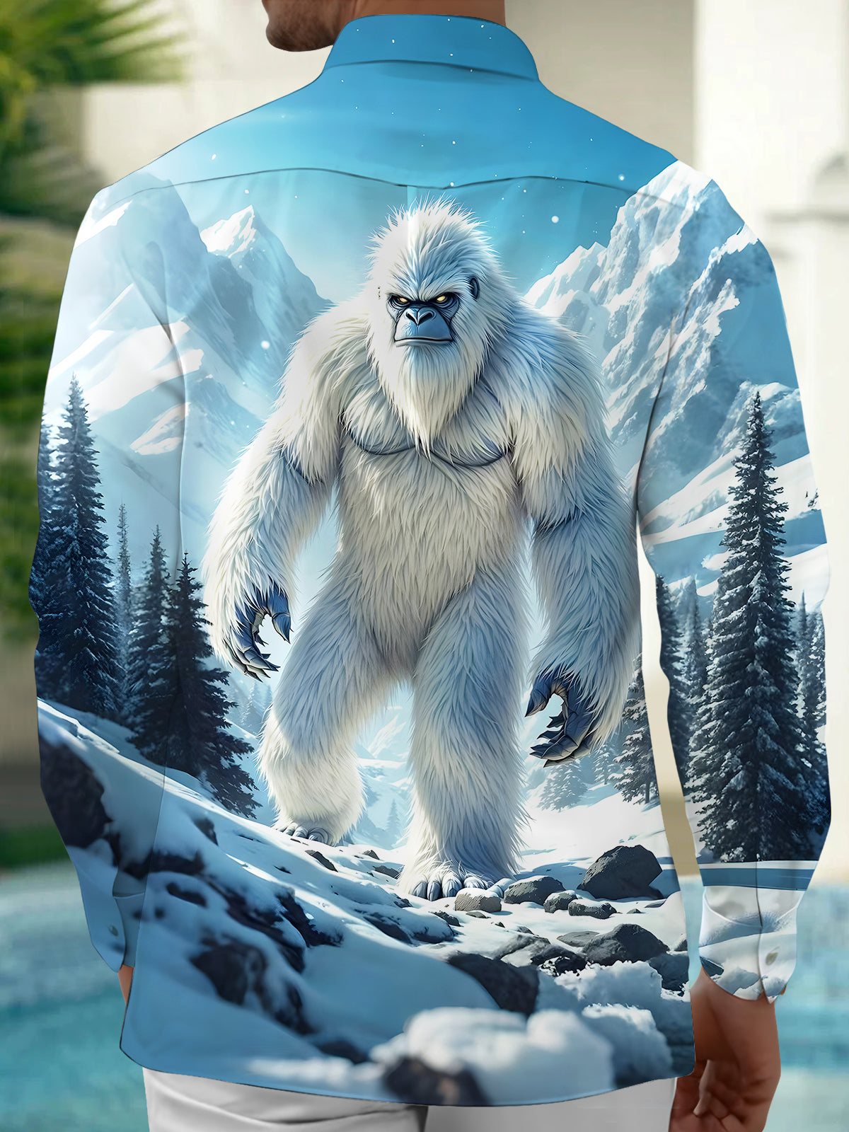 Winter Orangutan Men's Pocket Long Sleeve Shirts