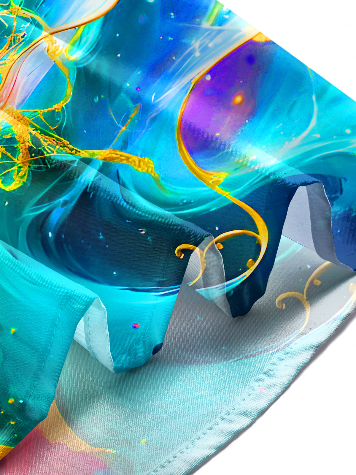 Rainbow Molten Gold Fluid Art Men's Pocket Long Sleeve Shirts