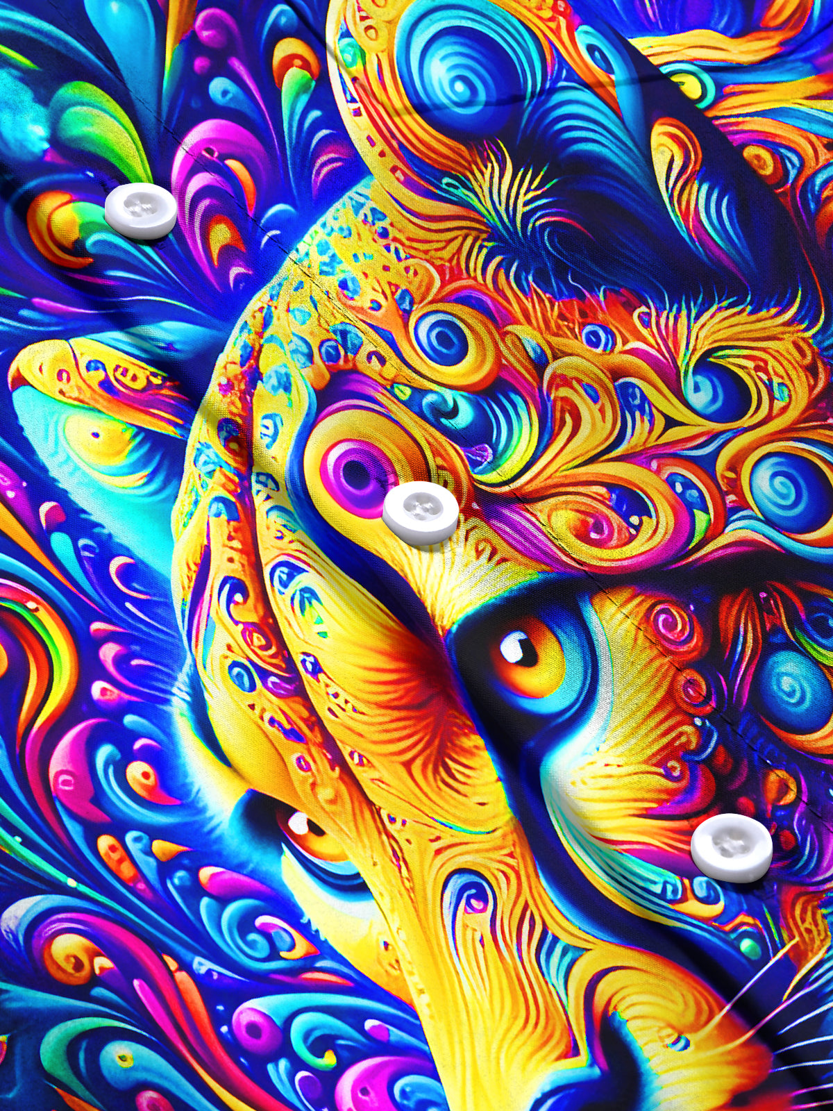 Colorful Cheetah Swirl Men's Pocket Short Sleeve Shirts