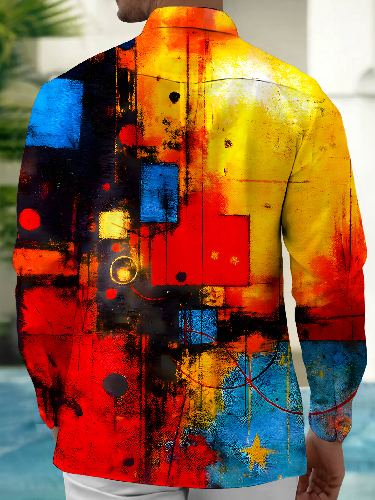 Tie Dye Men's Pocket Long Sleeve Shirts