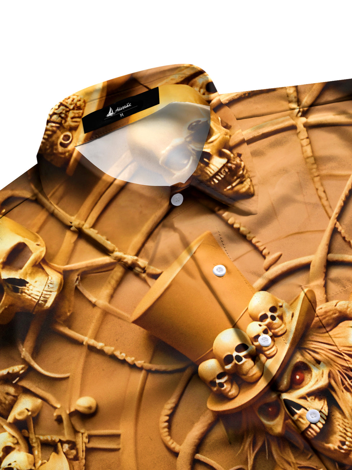 Funny Art Skull Relief Halloween Men's Pocket Long Sleeve Shirts