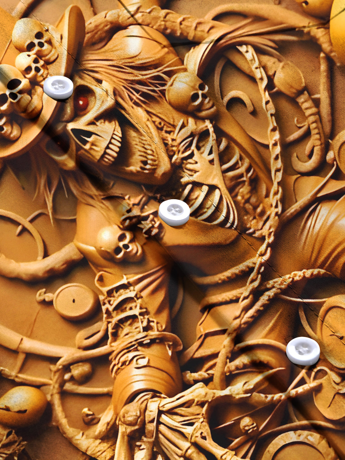 Funny Art Skull Relief Halloween Men's Pocket Long Sleeve Shirts