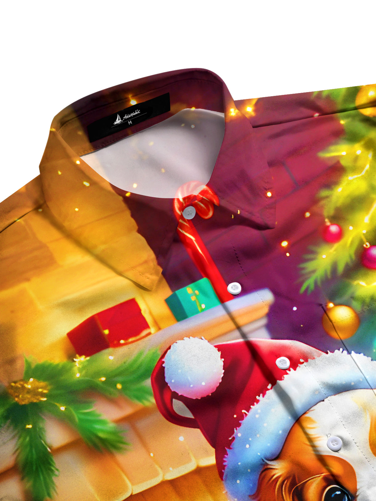 Funny Puppy Christmas Stocking Xmas Men's Pocket Long Sleeve Shirts