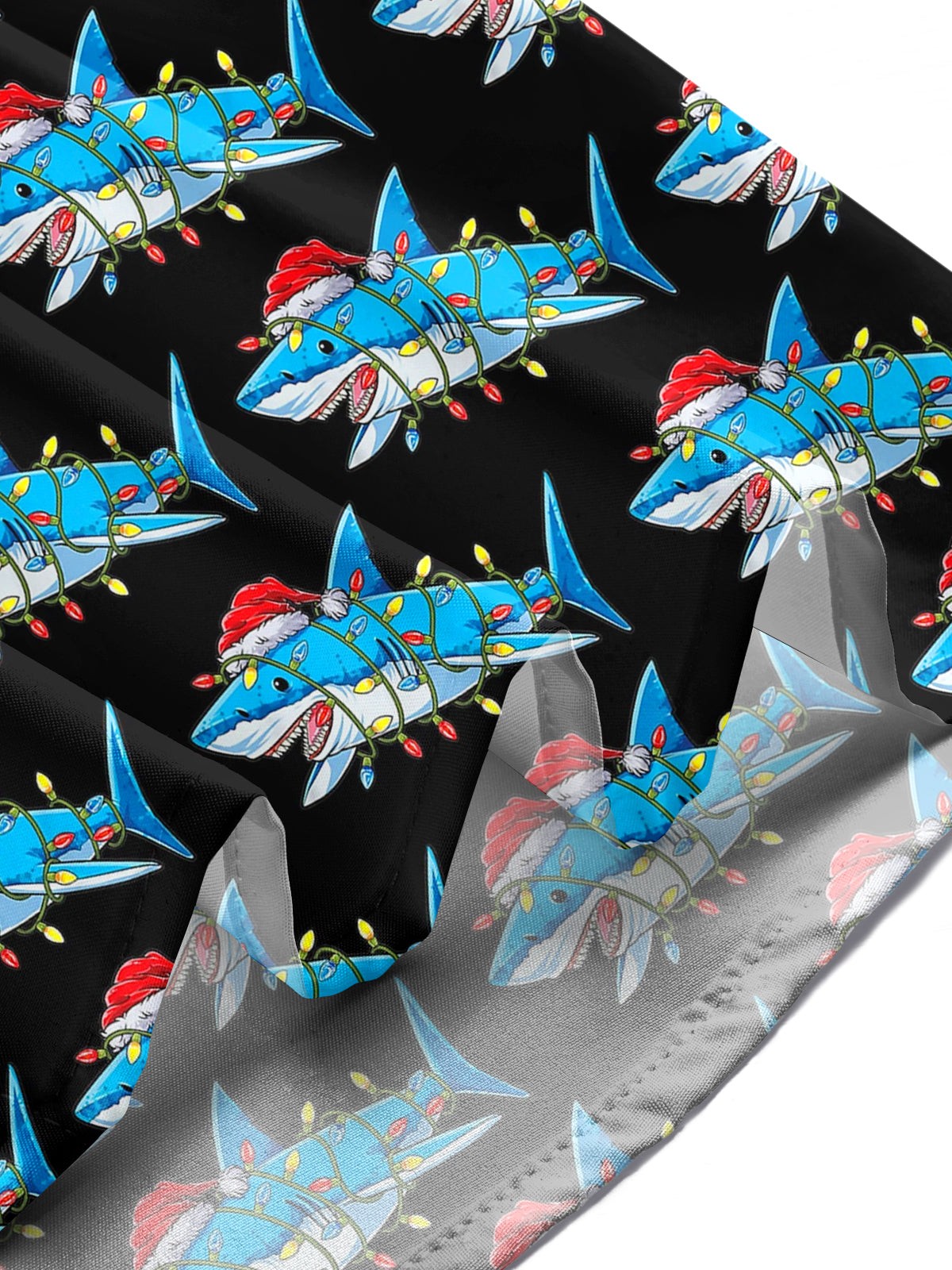 Christmas Shark Print Men's Pocket Short Sleeve Shirts