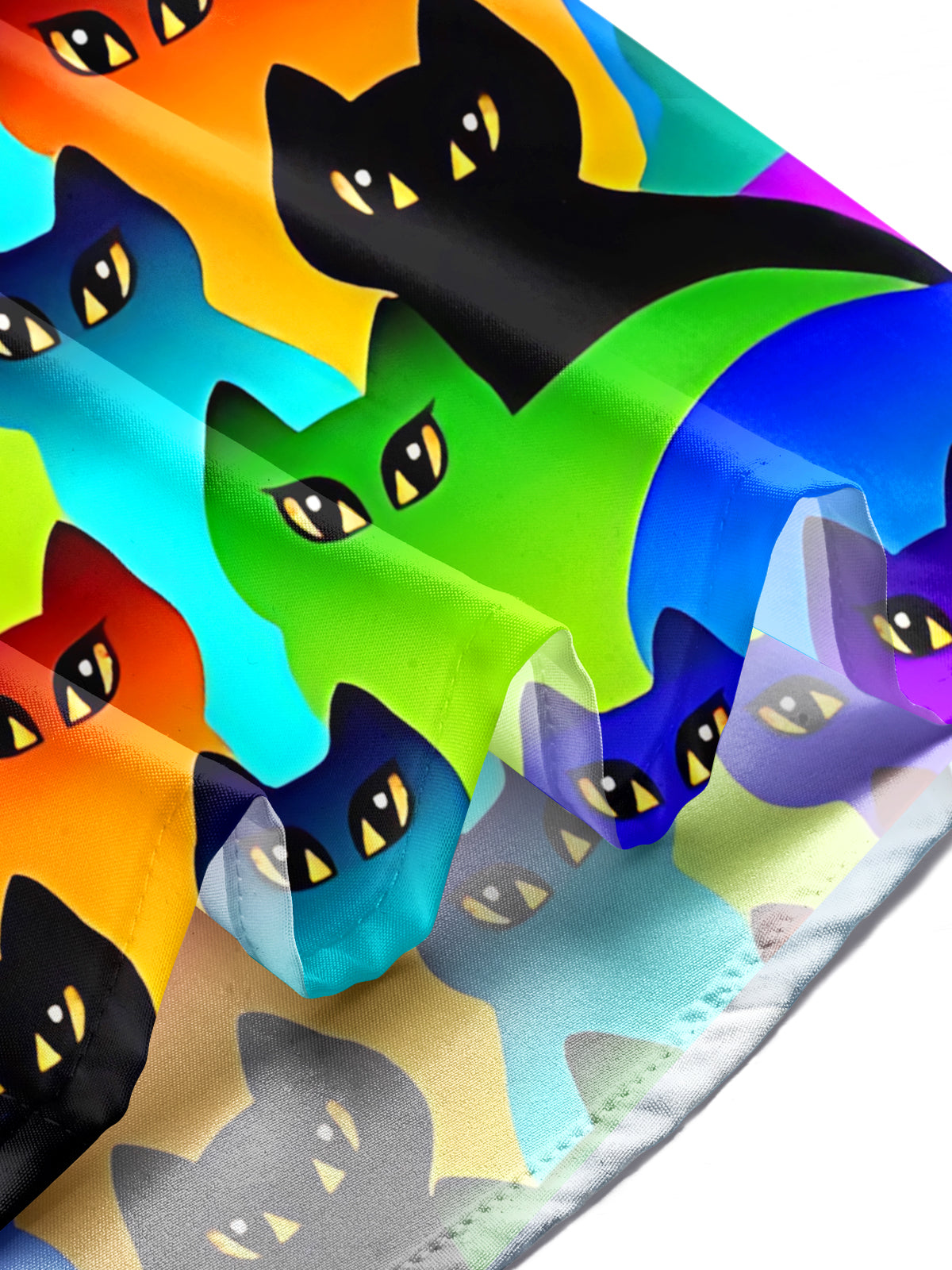 Colorful Cat Print Men's Pocket Long Sleeve Shirts