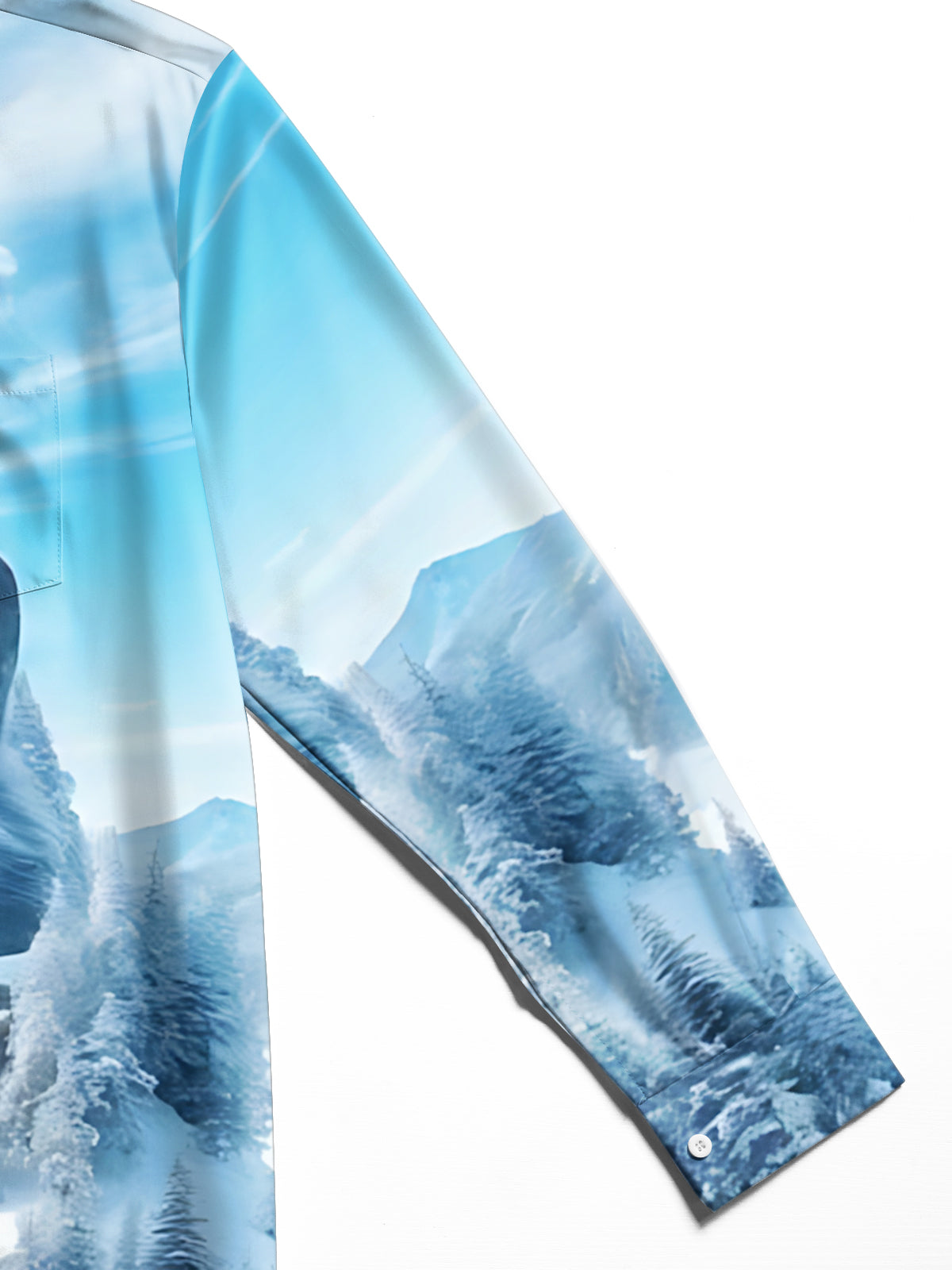 Wolf Print Men's Pocket Long Sleeve Shirts