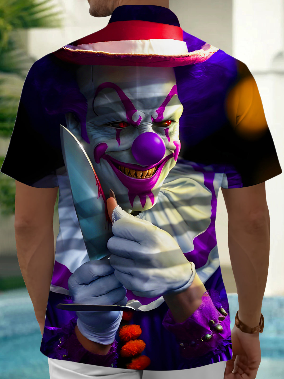 Funny Joker Halloween Men's Pocket Short Sleeve Shirts