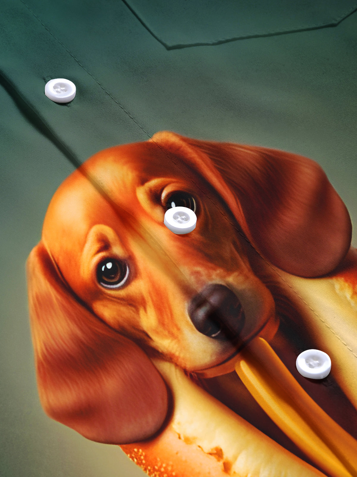 Funny Hot Dog Sandwich Puppy Men's Pocket Short Sleeve Shirts