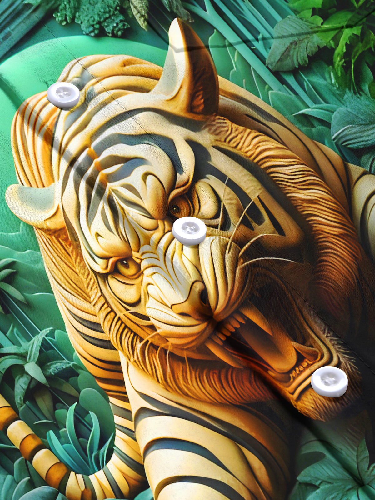 Tiger Art Relief Men's Pocket Long Sleeve Shirts