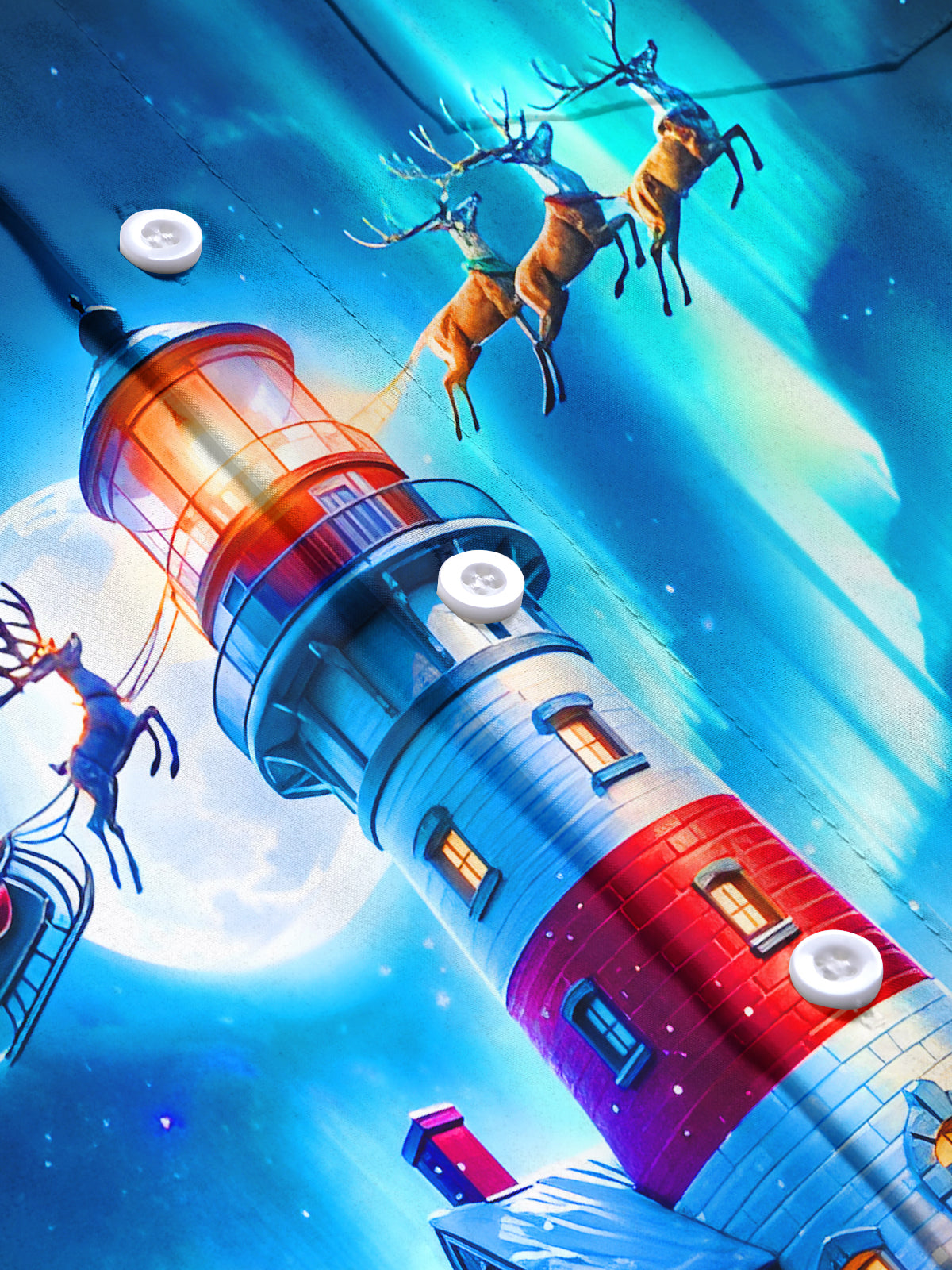 Funny Christmas Lighthouse Aurora Snow Xmas Men's Pocket Long Sleeve Shirts