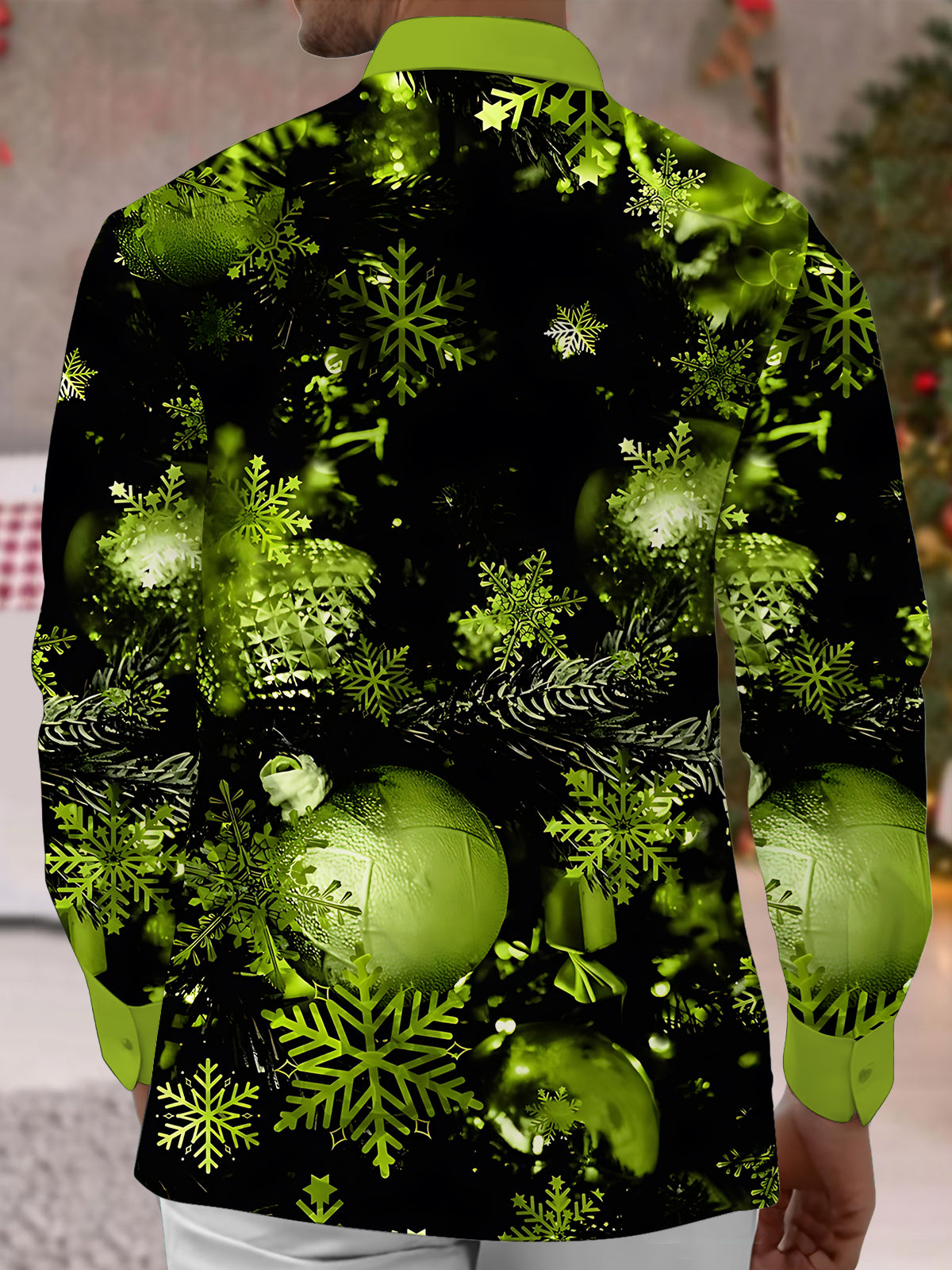 Christmas Print Men's Pocket Long Sleeve Shirts