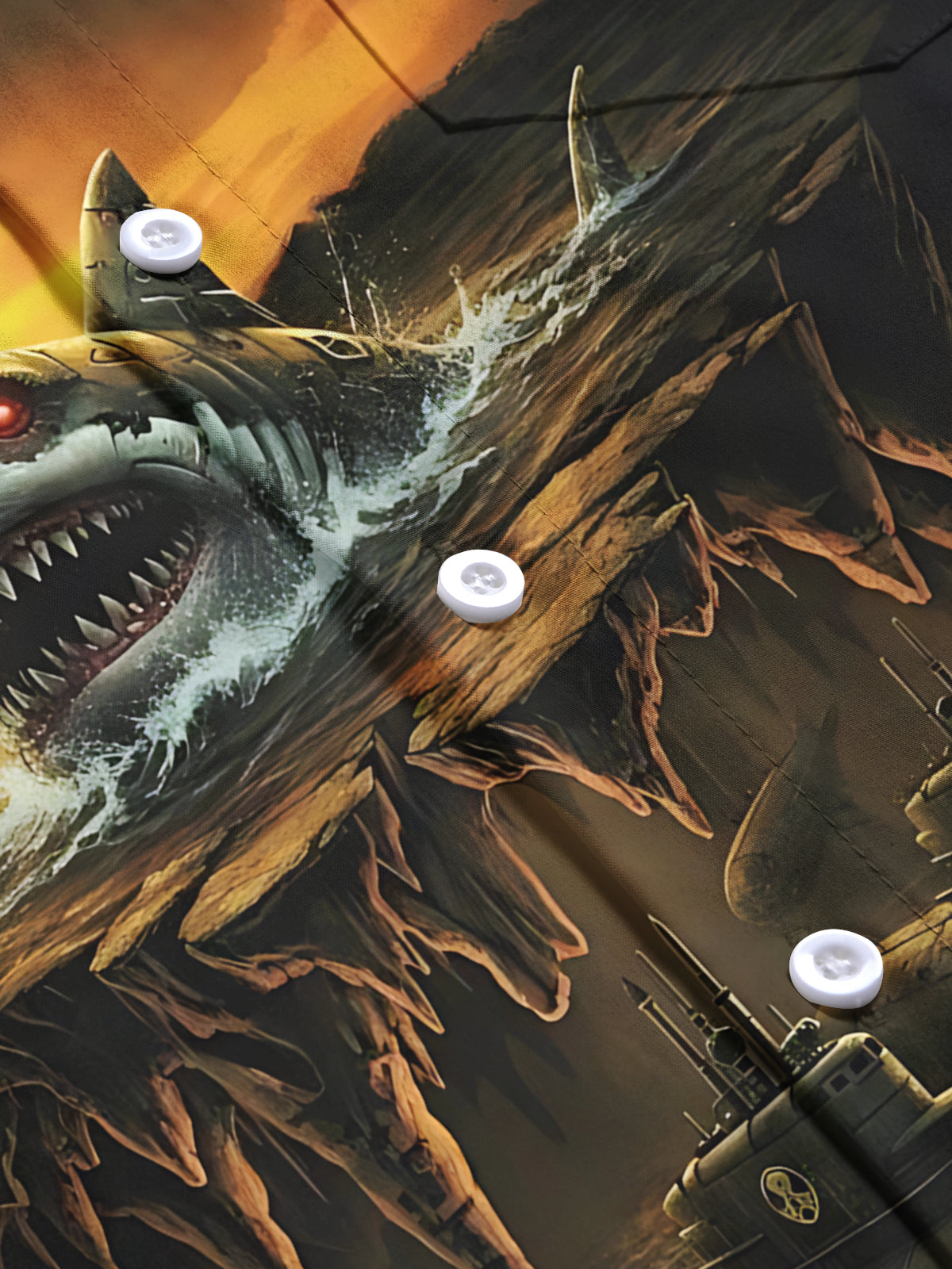 Shark Print Men's Pocket Short Sleeve Shirts