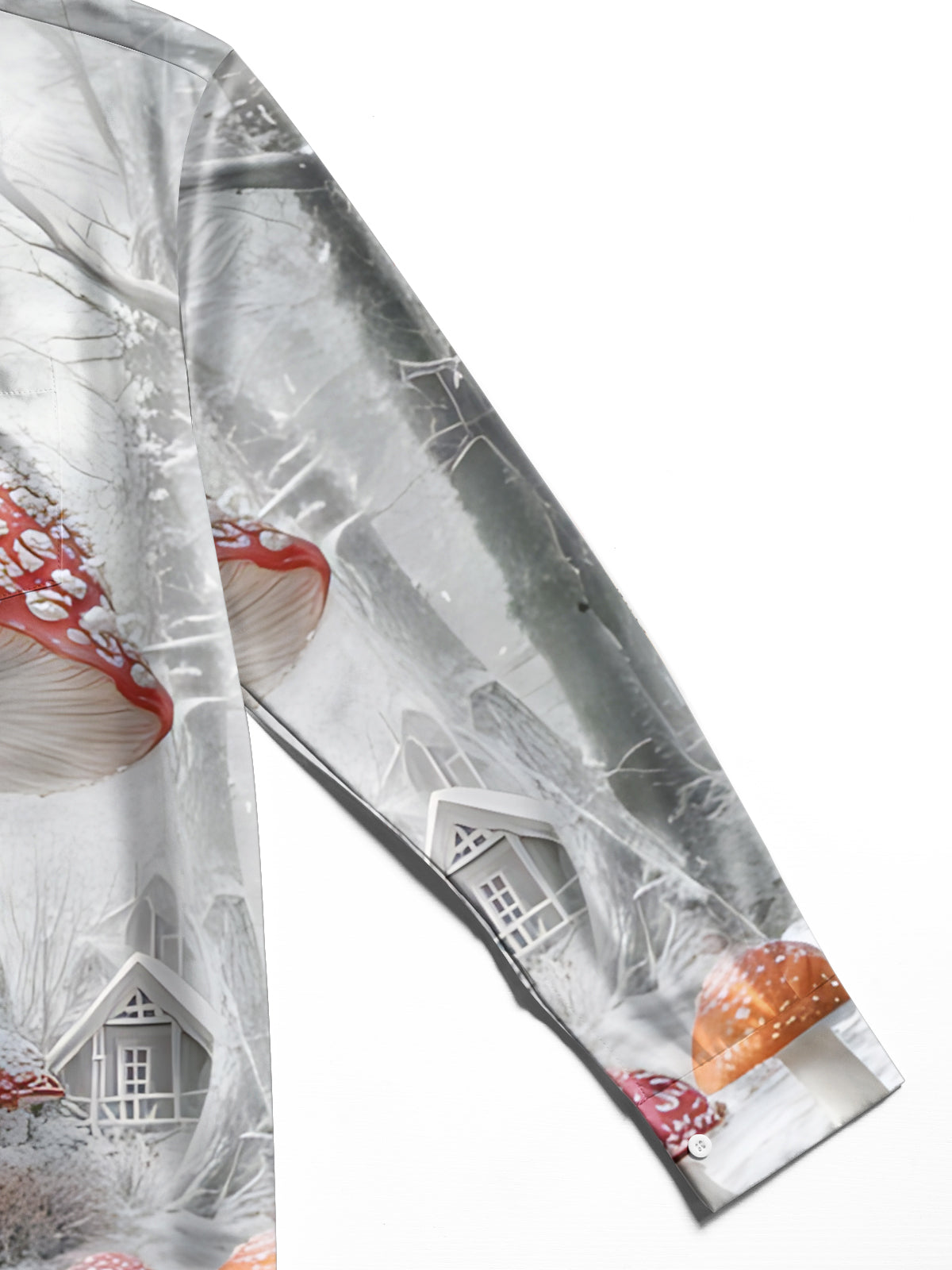 Mushroom Print Men's Pocket Long Sleeve Shirts