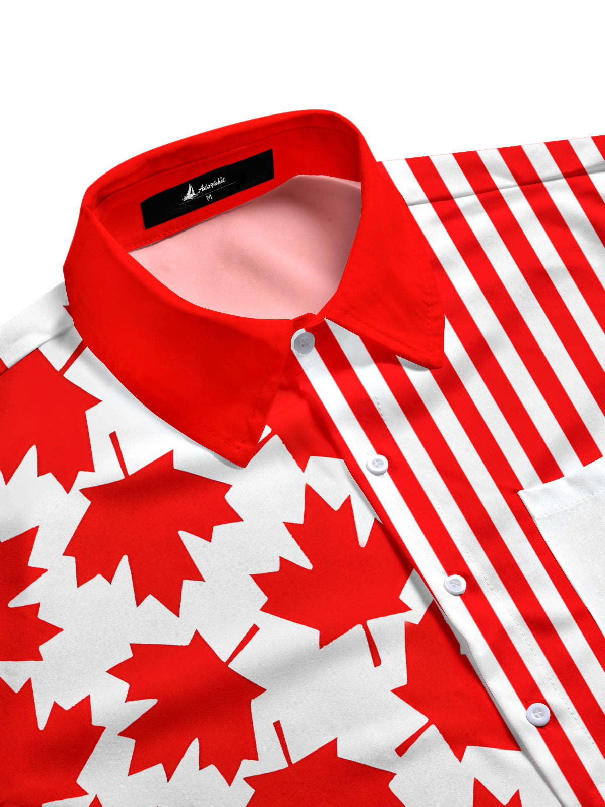 Maple Leaf Stripes Men's Pocket Long Sleeve Shirts