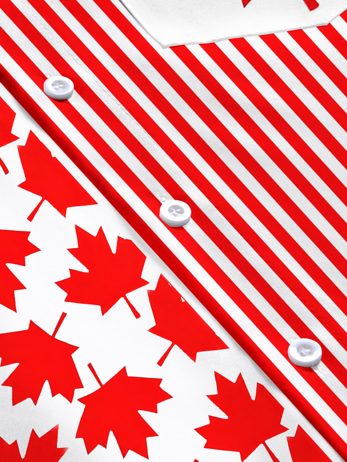 Maple Leaf Stripes Men's Pocket Long Sleeve Shirts