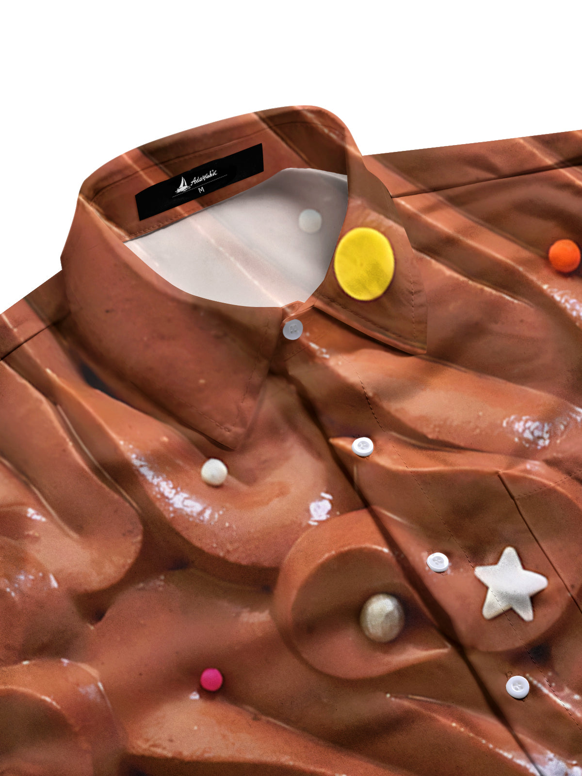 Chocolate Cream Print Men's Pocket Long Sleeve Shirts