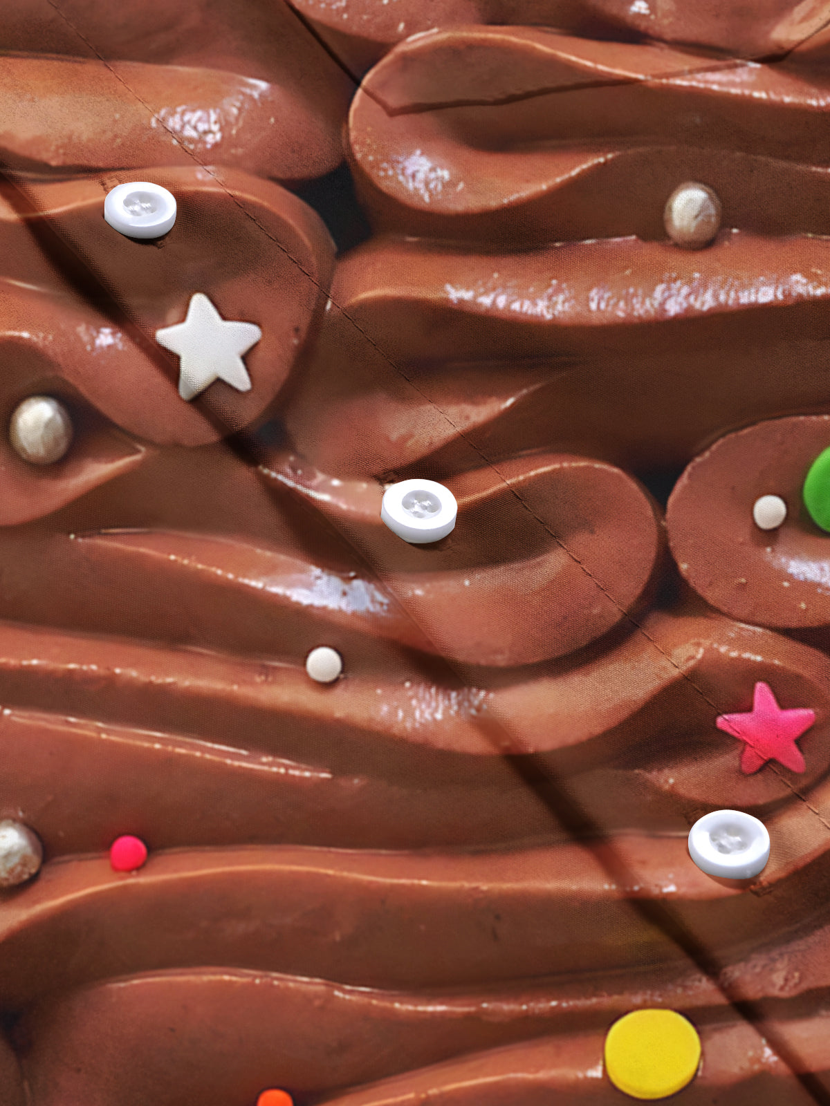 Chocolate Cream Print Men's Pocket Long Sleeve Shirts