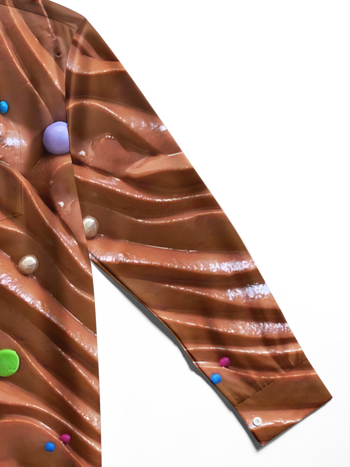 Chocolate Cream Print Men's Pocket Long Sleeve Shirts