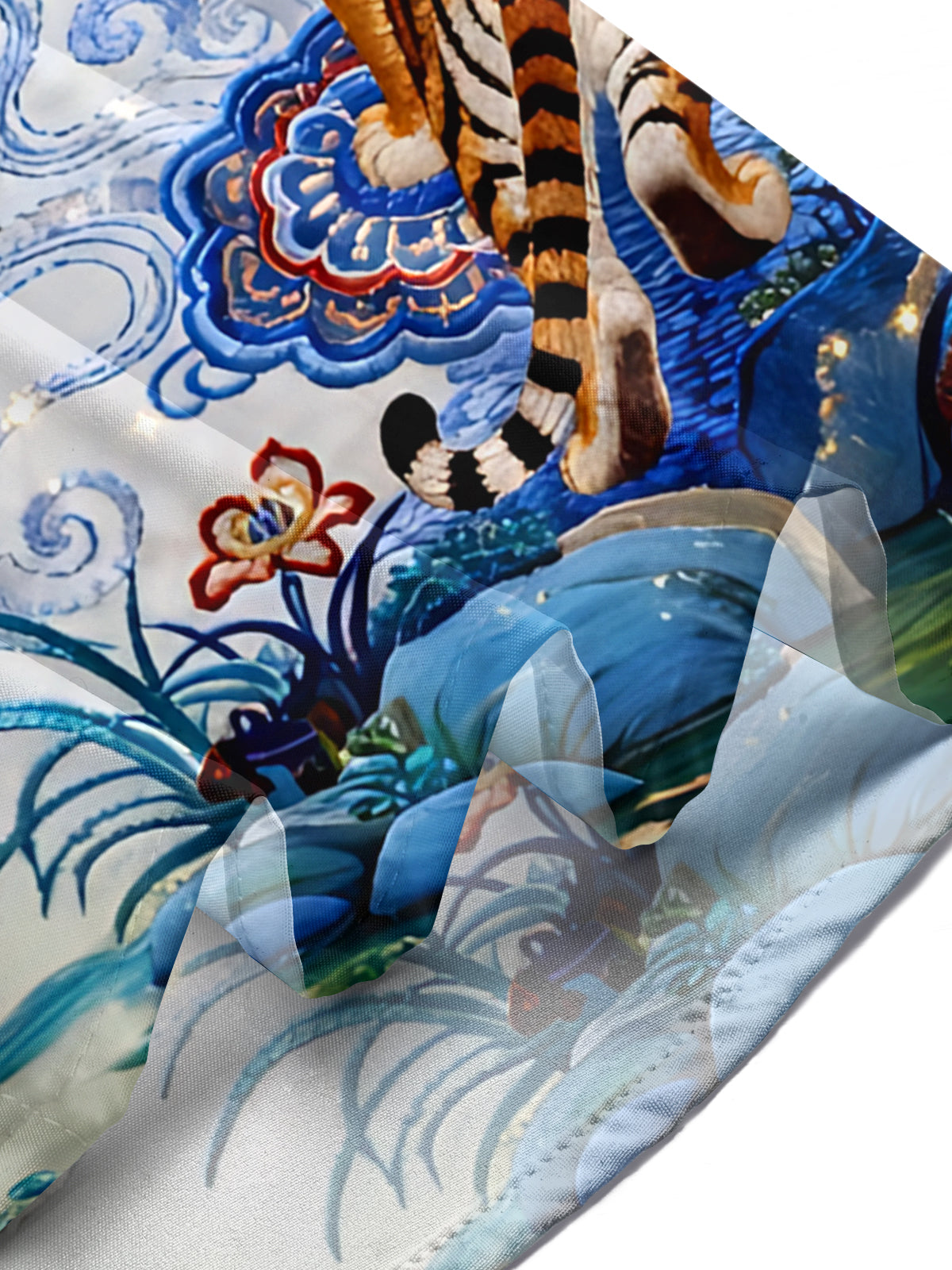 Tiger Bamboo Print Men's Pocket Long Sleeve Shirts