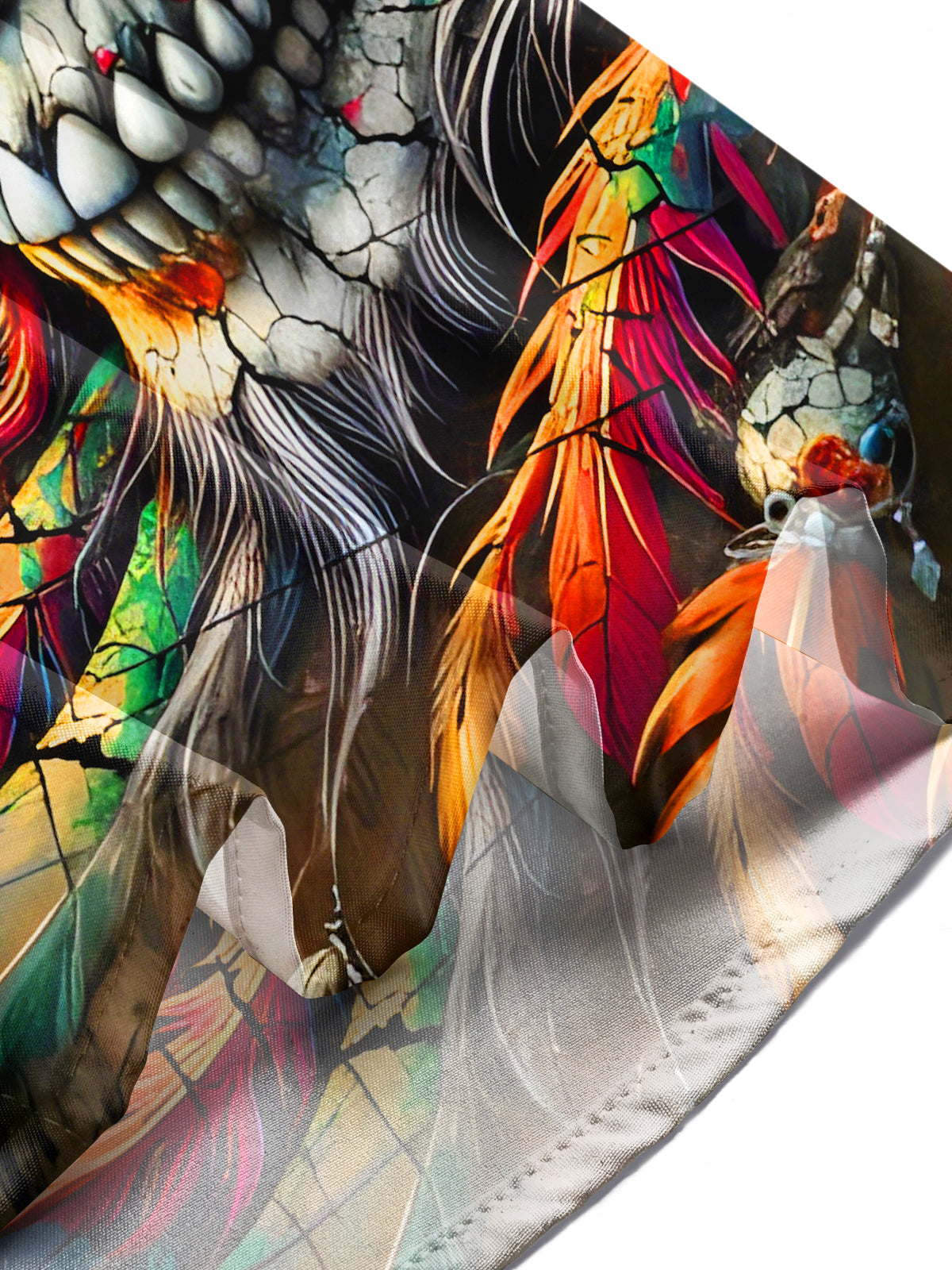 Funny Dark Skull Feather Halloween Men's Pocket Short Sleeve Shirts