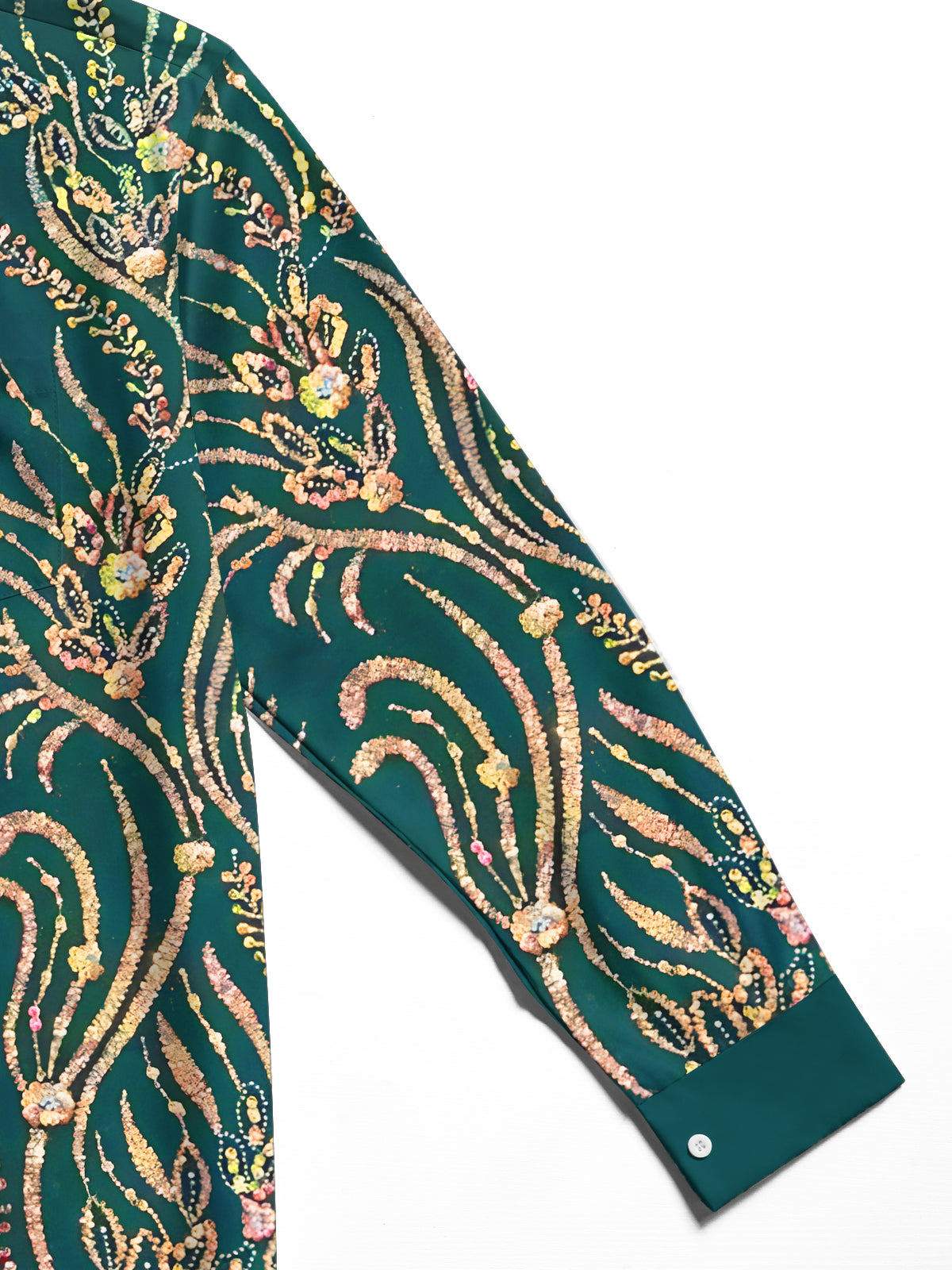 Sparkling Floral Leaves Men's Pocket Long Sleeve Shirts