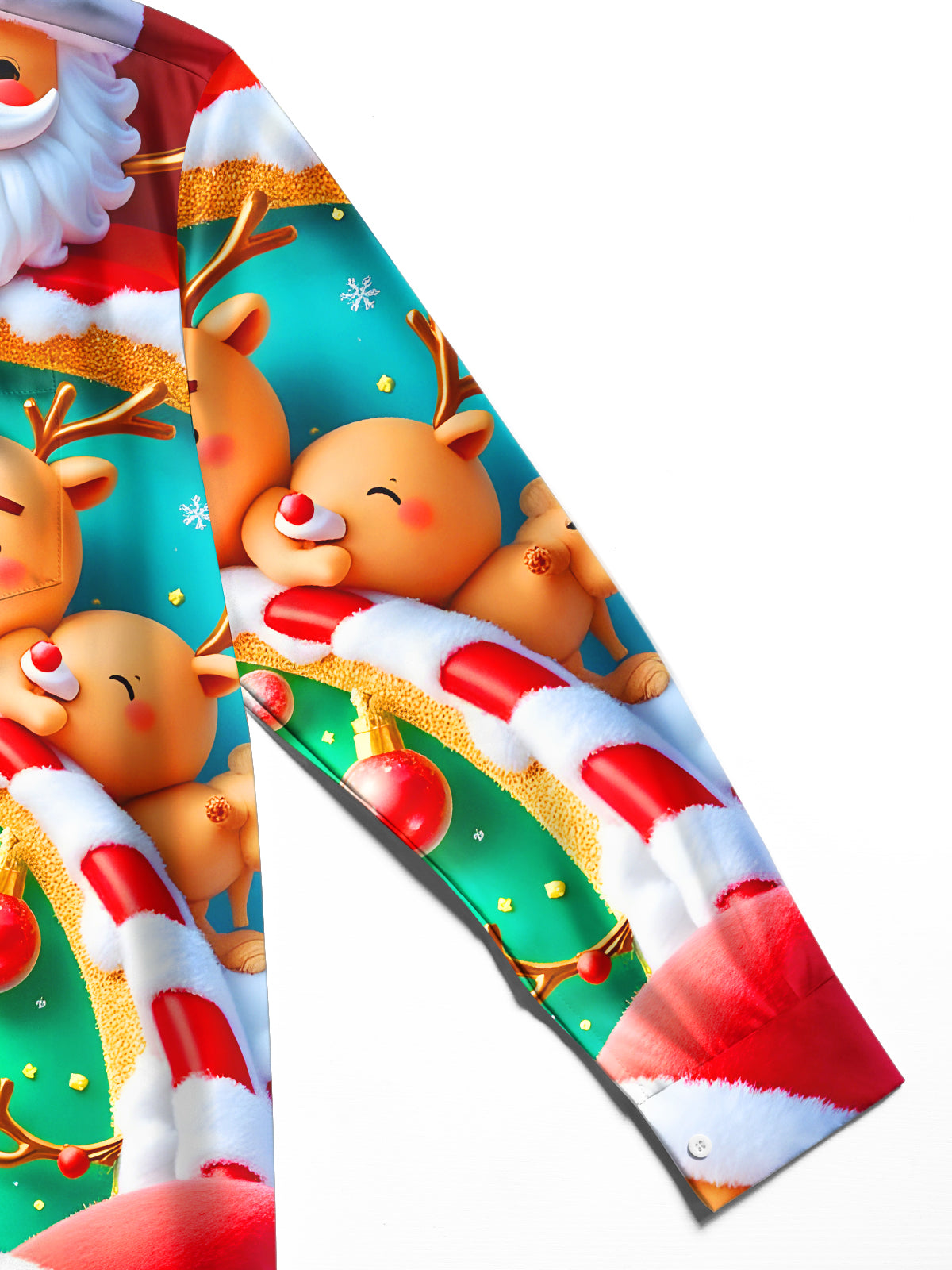 Funny Santa Claus Elk Swirl Xmas Men's Pocket Long Sleeve Shirts