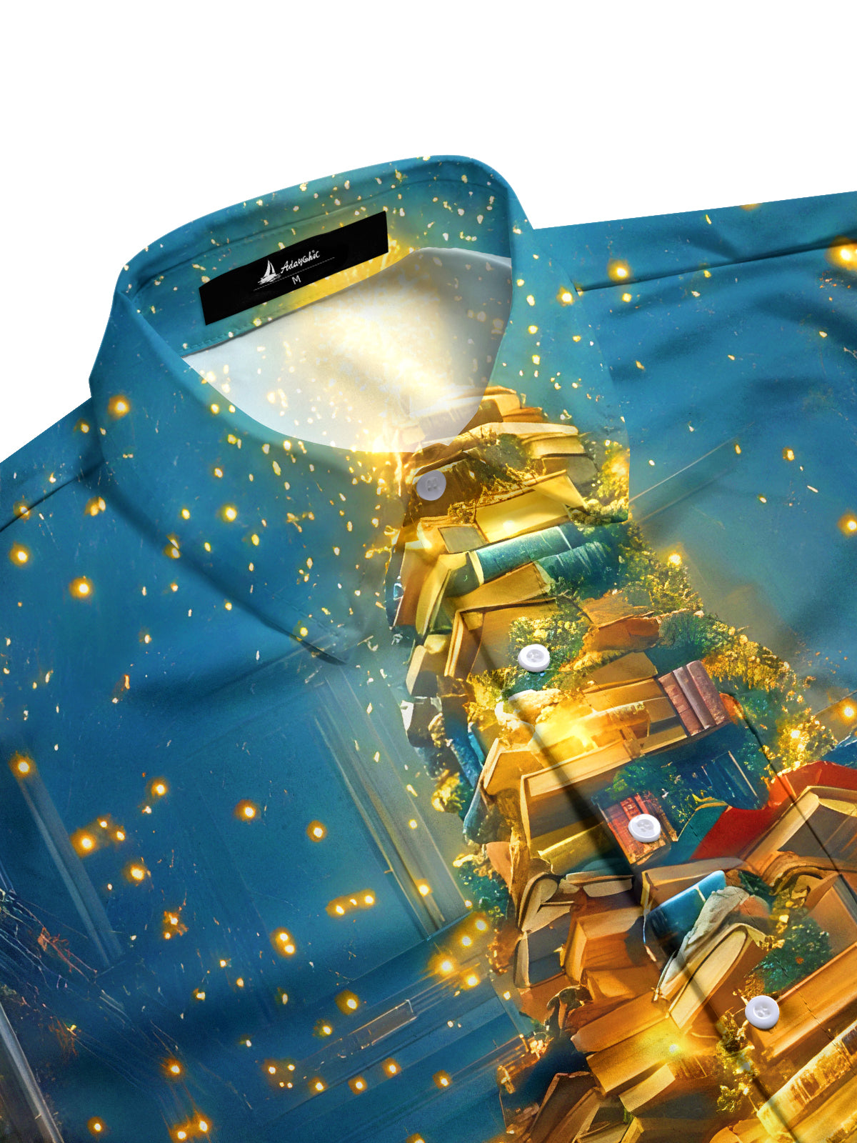 Book Christmas Tree Xmas Men's Pocket Long Sleeve Shirts