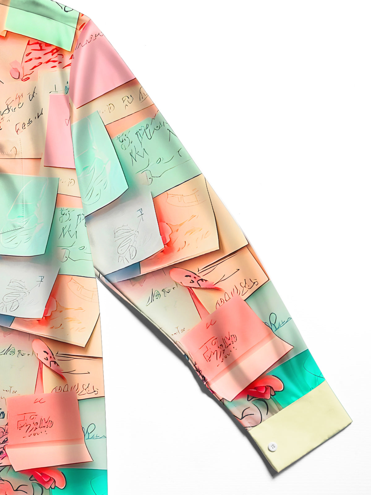 Funny Colorful Sticky Notes Men's Pocket Long Sleeve Shirts